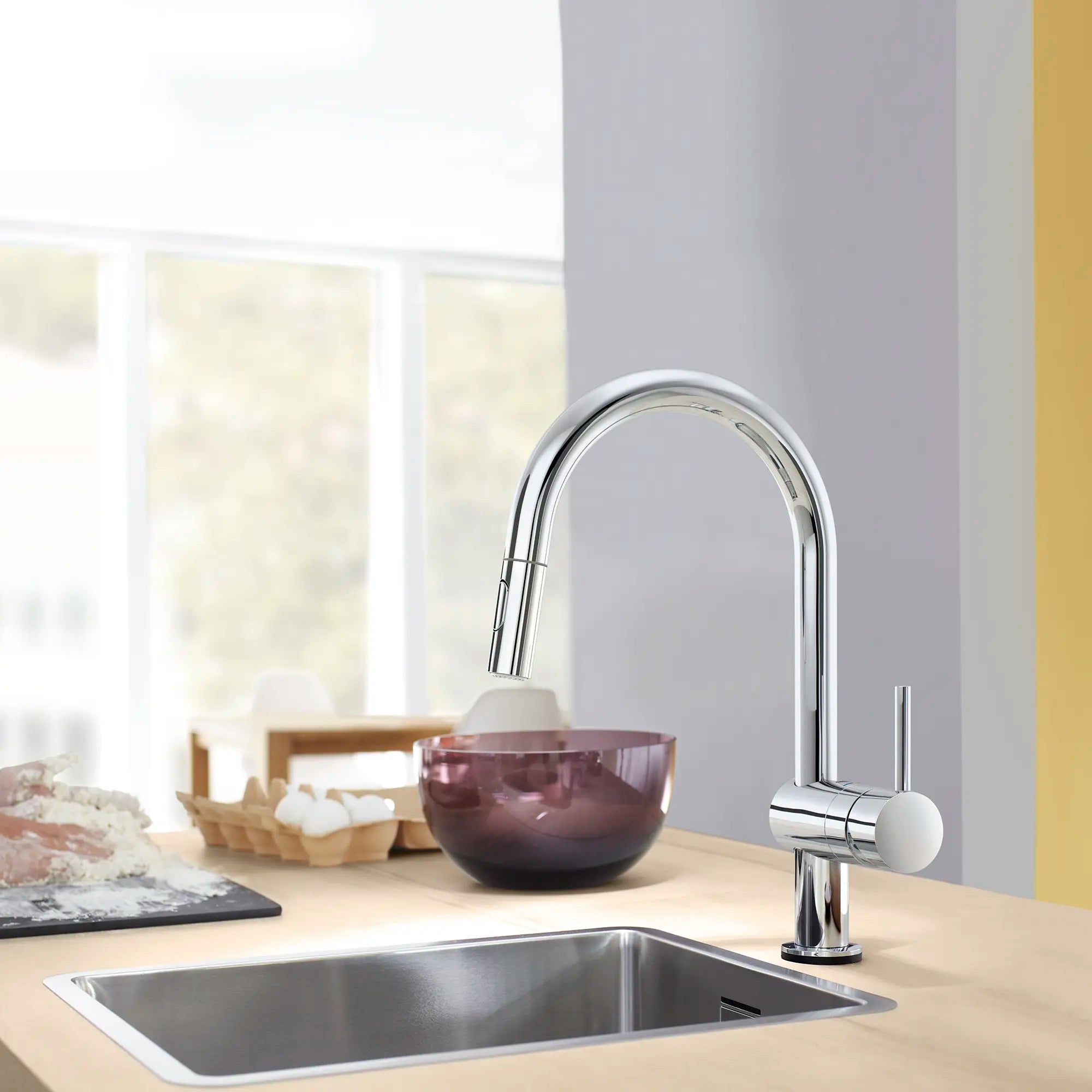 Single-Handle Pull Down Kitchen Faucet Dual Spray 1.75 GPM (6.6 L/min) with Touch Technology // GROHE STARLIGHT CHROME // 100281_L-31359002_6_CDNwebp.webp