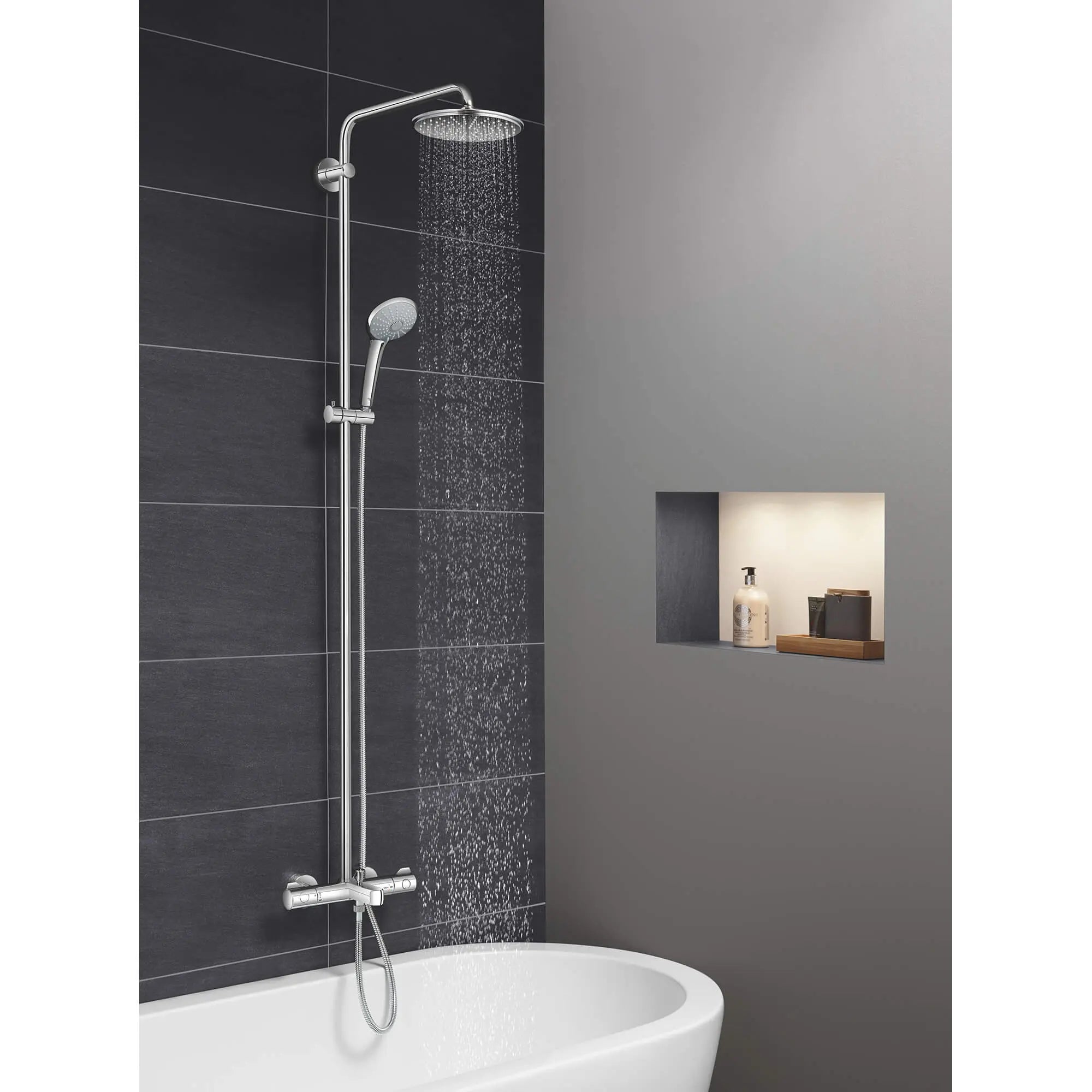 Thermostatic Tub/Shower System // GROHE STARLIGHT CHROME // 1018_26490000-shower-system-with-bath-thermostat-for-wall-mount-enviro-1_0_CDNwebp.webp