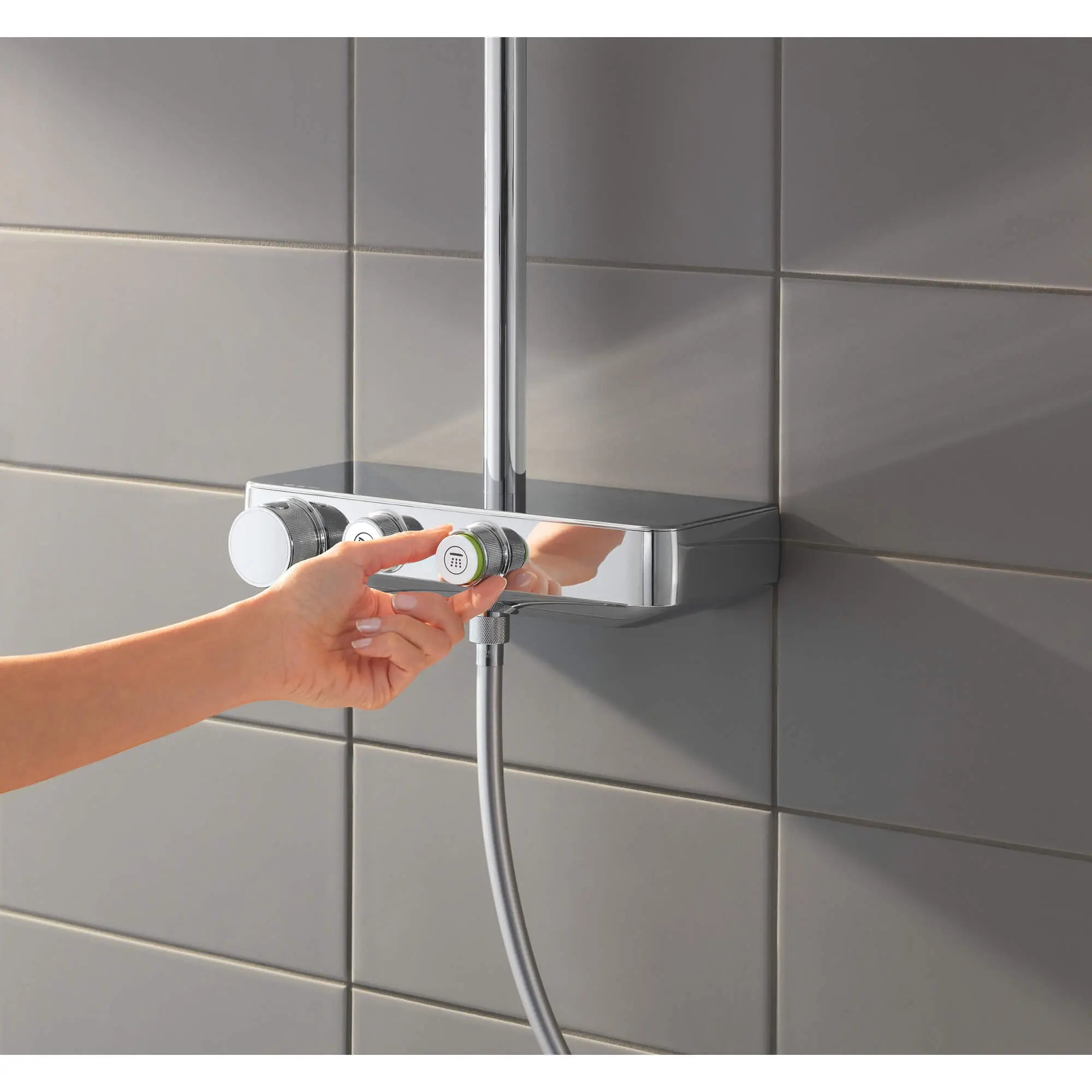 Thermostatic Shower System // GROHE STARLIGHT CHROME // 1036_26511000-shower-system-with-thermostat-for-wall-mount-enviro-2_0_CDNwebp.webp