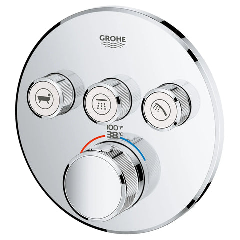 Triple Function Thermostatic Valve Trim - GROHE StarLight Chrome