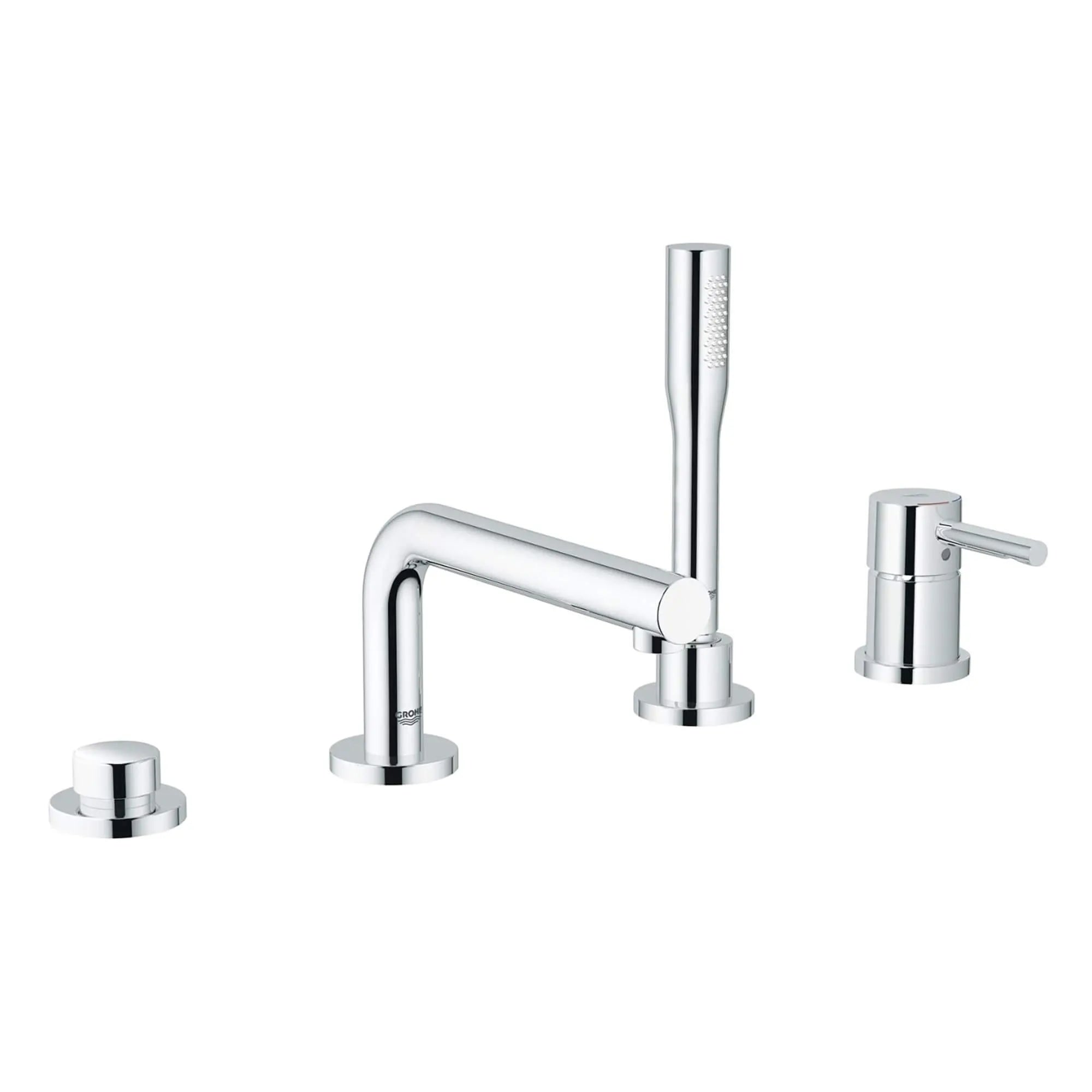 Roman Tub Filler with Hand Shower // GROHE STARLIGHT CHROME // 12713_19578000-Essence-Four-Hole_Bathtub_Faucet_with_Handshower_0_CDNwebp.webp