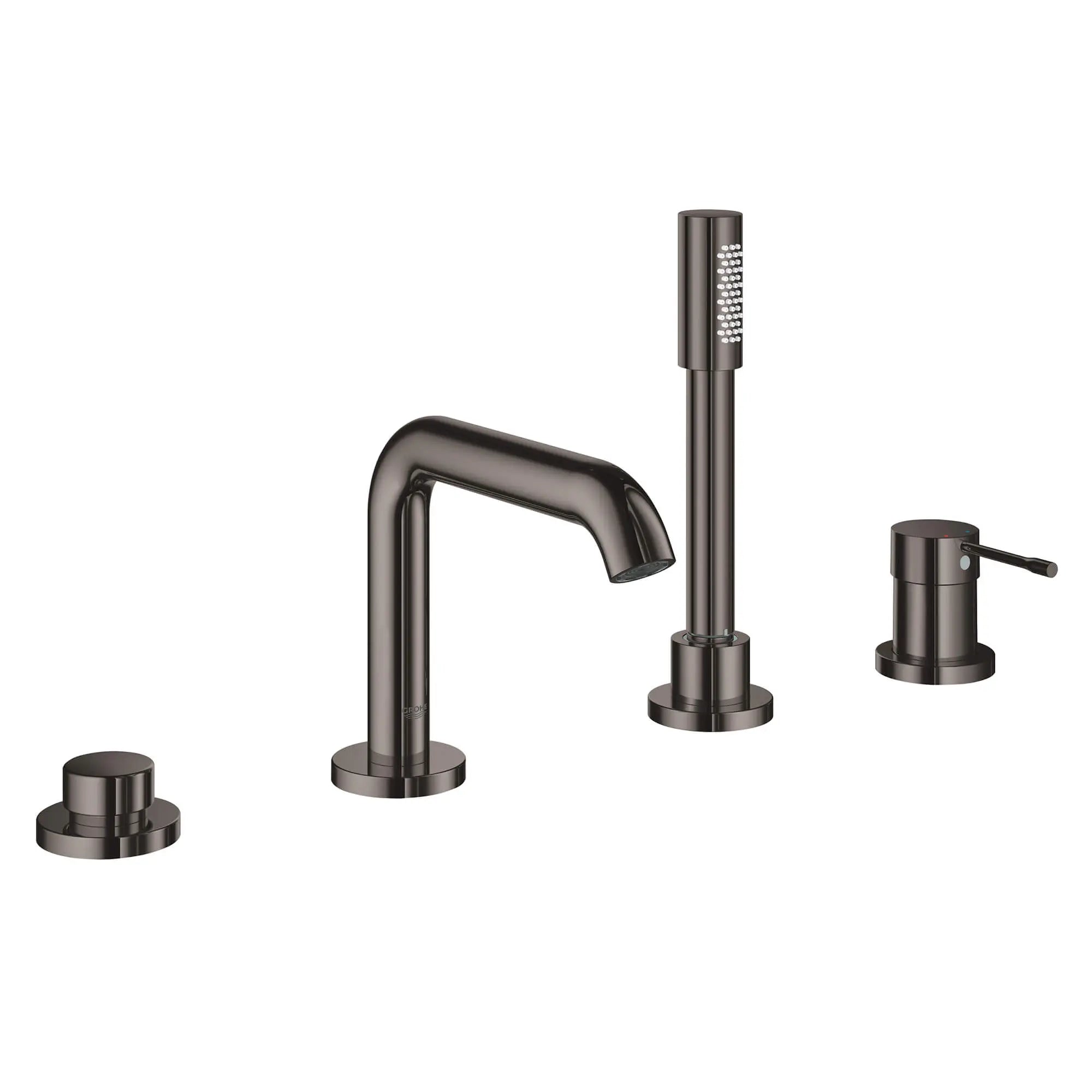4-Hole Single-Handle Deck Mount Roman Tub Faucet with 1.75 GPM (6.6 L/min) Hand Shower // HARD GRAPHITE // 12718_19578a0a-essence-four-hole-bathtub-faucet-with-handshower-hard-graphite_0_CDNwebp.webp