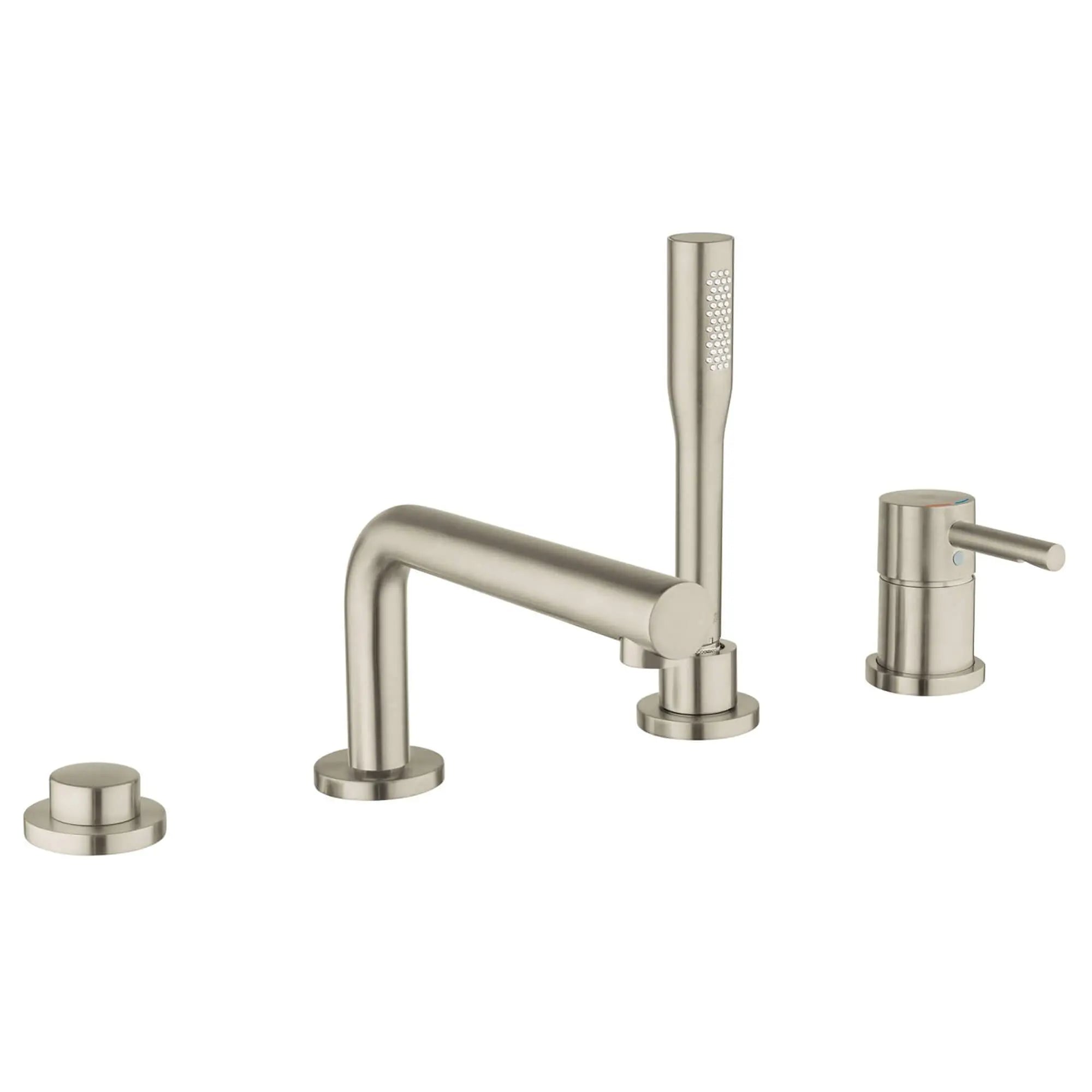 Roman Tub Filler with Hand Shower // BRUSHED NICKEL INFINITYFINISH // 12720_19578EN0-Essence-Four-Hole_Bathtub_Faucet_with_Handshower_0_CDNwebp.webp