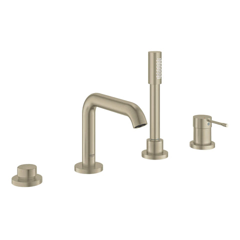 4-Hole Single-Handle Deck Mount Roman Tub Faucet with 2.0 GPM Hand Shower - Brushed Nickel InfinityFinish
