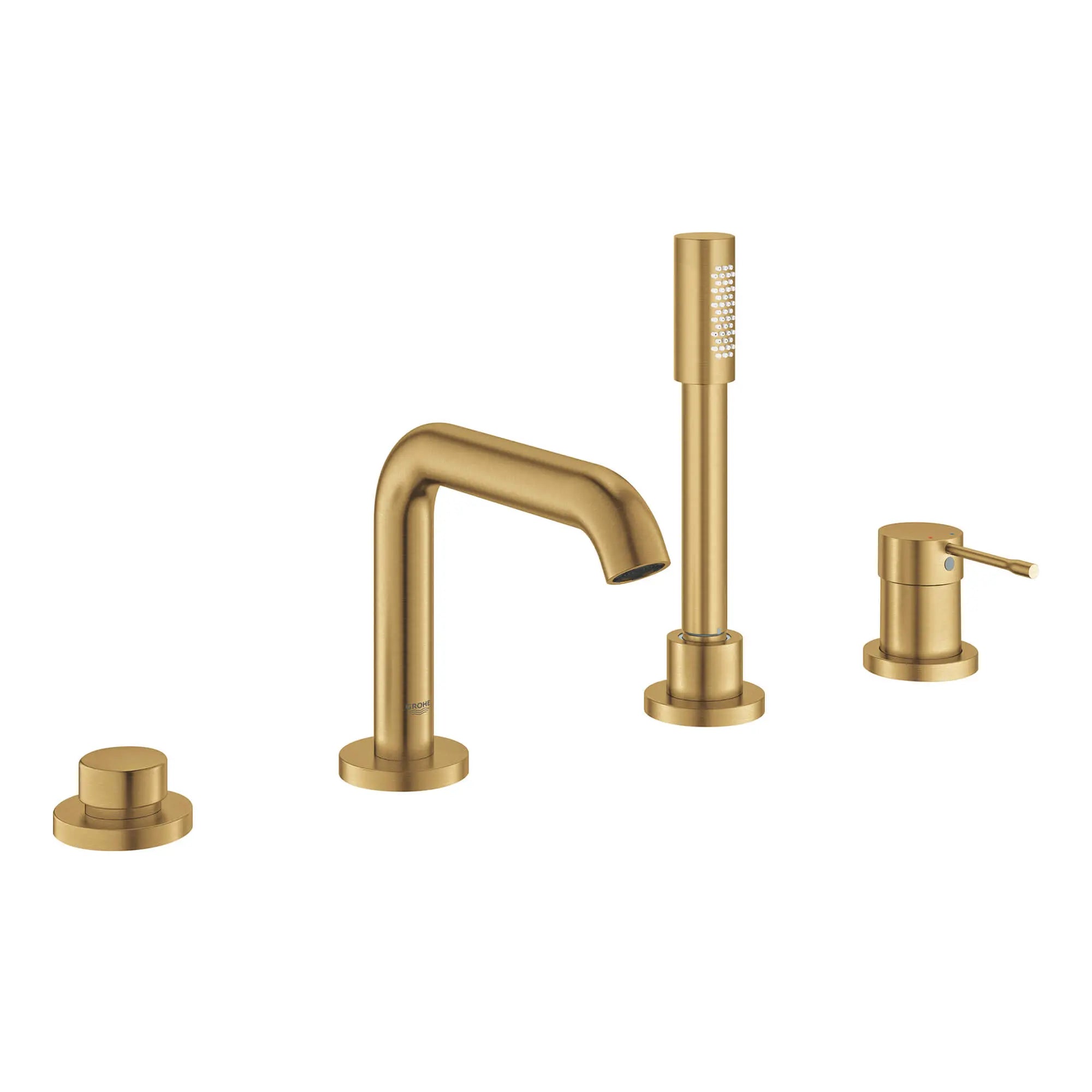 4-Hole Single-Handle Deck Mount Roman Tub Faucet with 1.75 GPM (6.6 L/min) Hand Shower // BRUSHED COOL SUNRISE // 12725_19578gna-essence-four-hole-bathtub-faucet-with-handshower-brushed-cool-sunrise_0_CDNwebp.webp