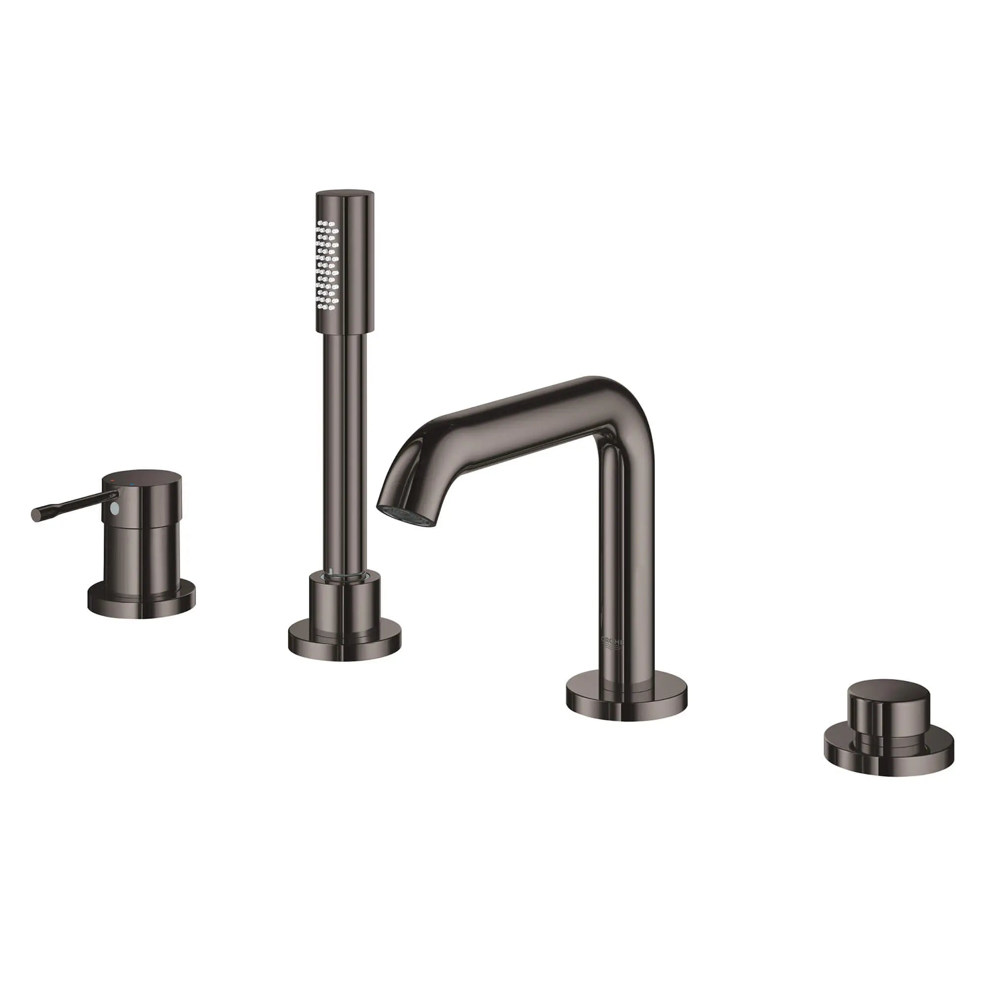 4-Hole Single-Handle Deck Mount Roman Tub Faucet with 1.75 GPM (6.6 L/min) Hand Shower // HARD GRAPHITE // 12811_19578a0a-essence-four-hole-bathtub-faucet-with-handshower-hard-graphite-2_0_CDNwebp.webp
