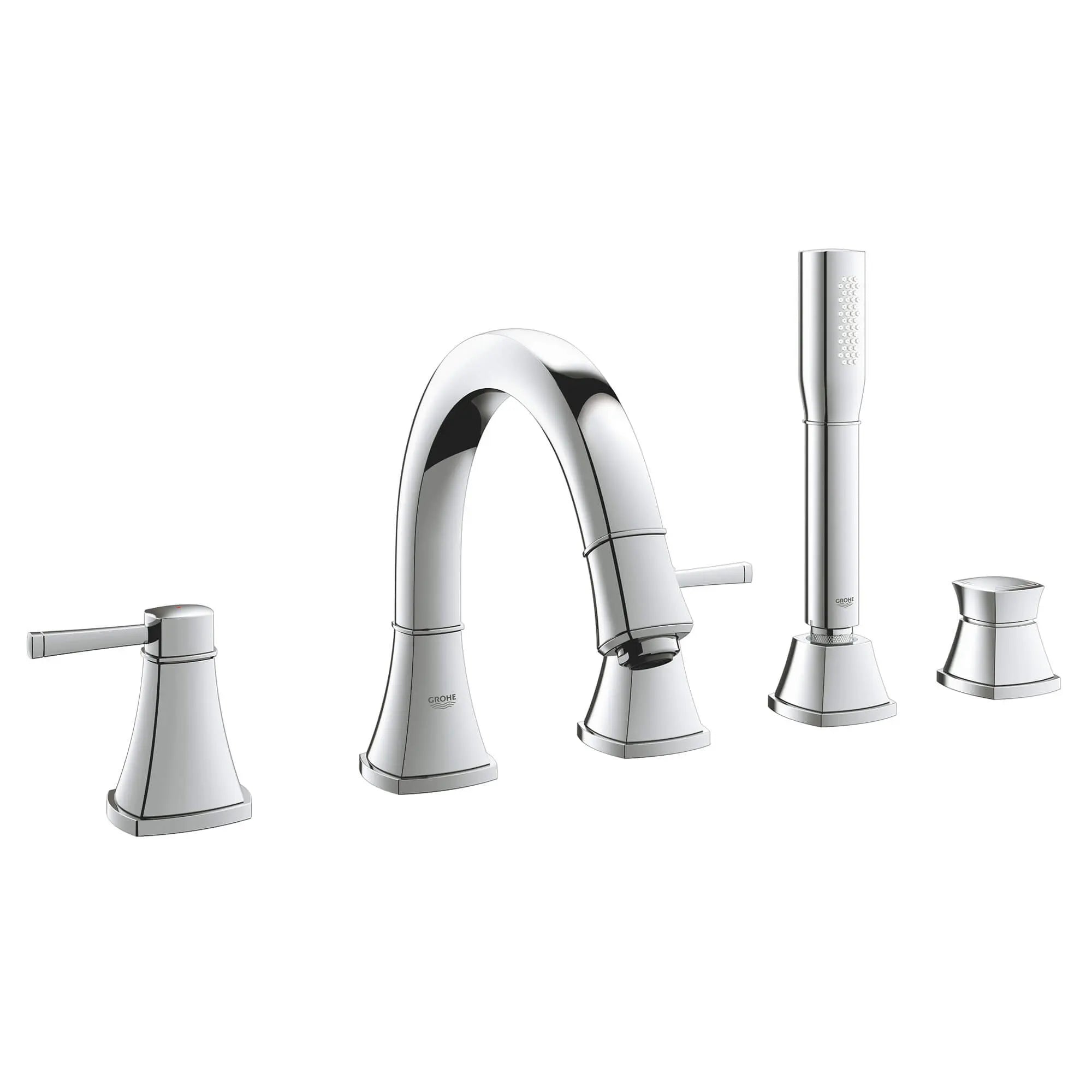 GrohFlex Roman Tub Filler With Personal Hand Shower // GROHE STARLIGHT CHROME // 12965_19919000-grandera-five-hole-bathtub-faucet-with-handshower-starlight-chrome_0_CDNwebp.webp