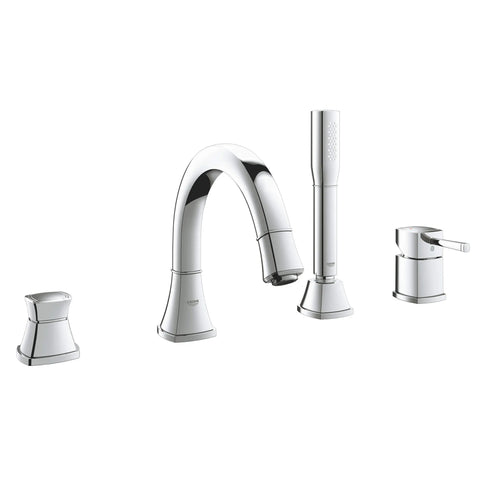 4-Hole Single-Handle Deck Mount Roman Tub Faucet with 2.0 GPM Hand Shower - GROHE StarLight Chrome