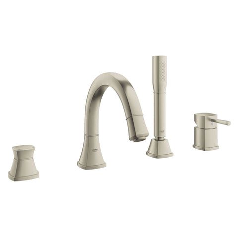 4-Hole Single-Handle Deck Mount Roman Tub Faucet with 2.0 GPM Hand Shower - Brushed Nickel InfinityFinish