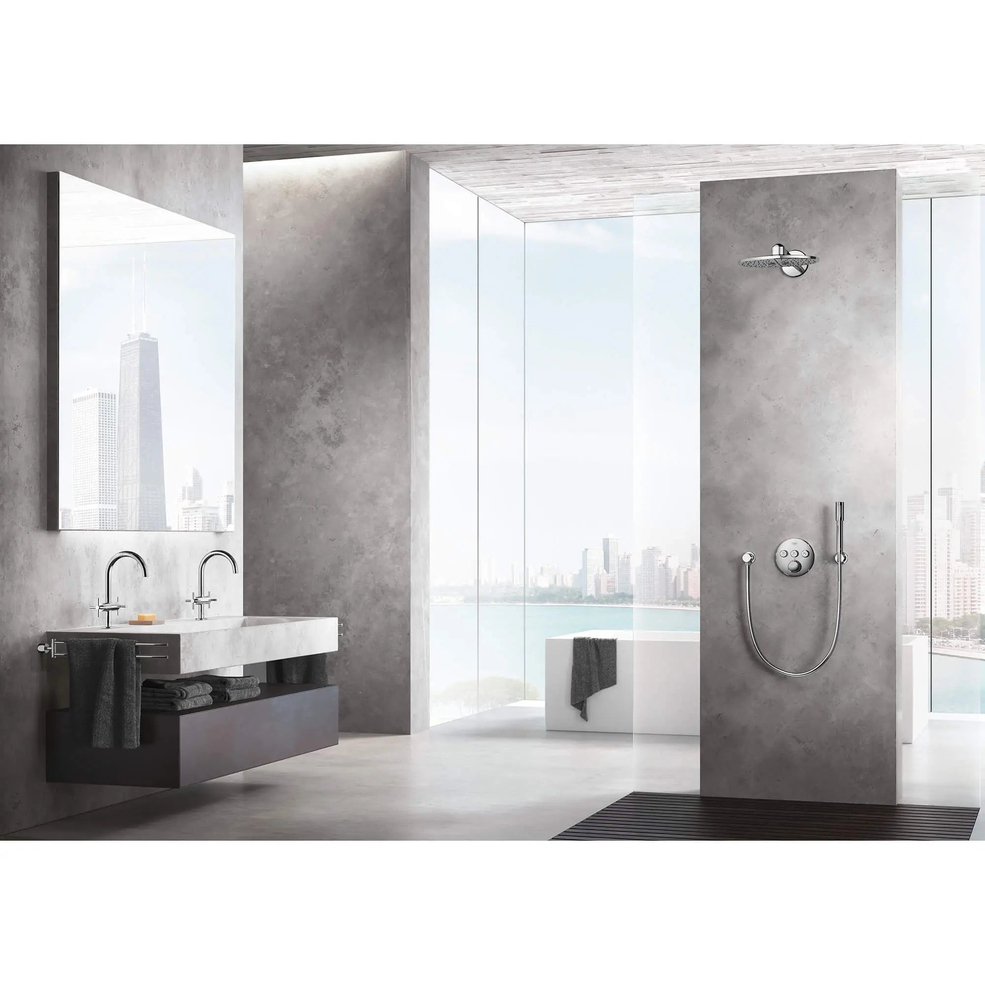 Wall Mount Hand Shower Holder // GROHE STARLIGHT CHROME // 1323_28622000-wall-hand-shower-holder-enviro-3_0_CDNwebp.webp