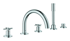 [25049003] 5-Hole 2-Handle Deck Mount Roman Tub Faucet with 1.75 GPM Hand Shower - GROHE StarLight Chrome