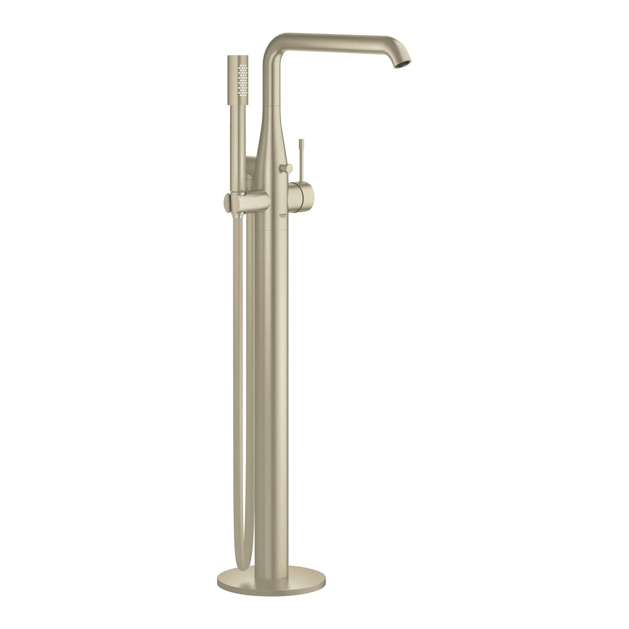 Floor Standing Tub Filler with Hand Shower // BRUSHED NICKEL INFINITYFINISH // 13501_23491en1-essence-floor-standing-tub-filler-brushed-nickel-infinityfinish_0_CDNwebp.webp