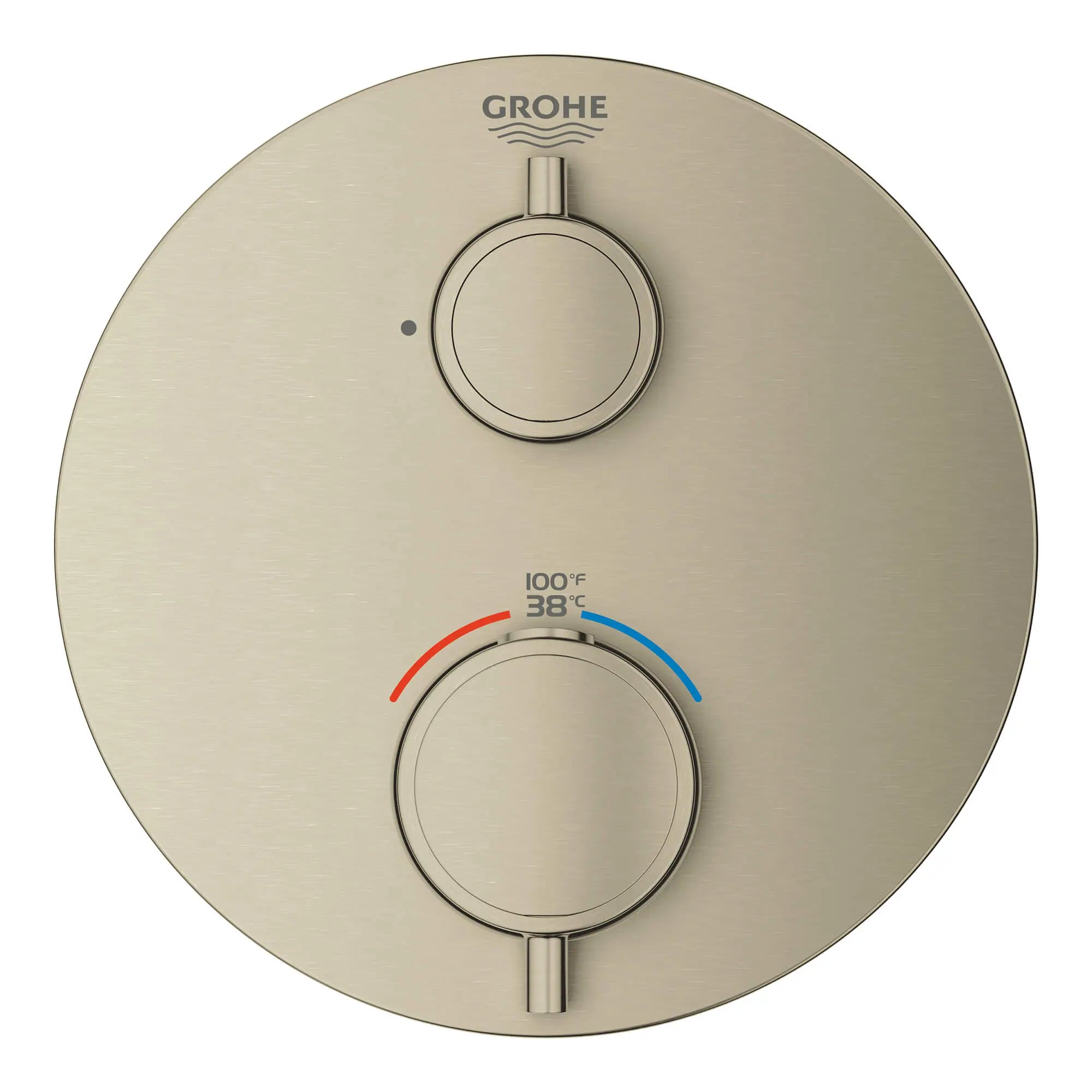 Single Function 2-Handle Thermostatic Valve Trim // BRUSHED NICKEL INFINITYFINISH // 13603_24107en0-grohtherm-single-function-2-handle-thermostatic-trim-brushed-nickel-infinityfinish-2_0_CDNwebp.webp