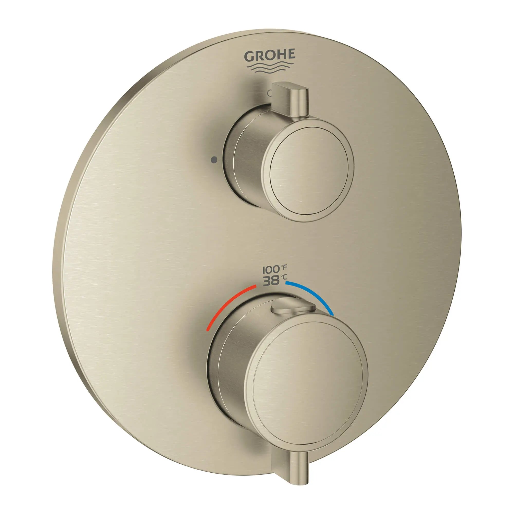 Single Function 2-Handle Thermostatic Valve Trim // BRUSHED NICKEL INFINITYFINISH // 13605_24107en0-grohtherm-single-function-2-handle-thermostatic-trim-brushed-nickel-infinityfinish_0_CDNwebp.webp