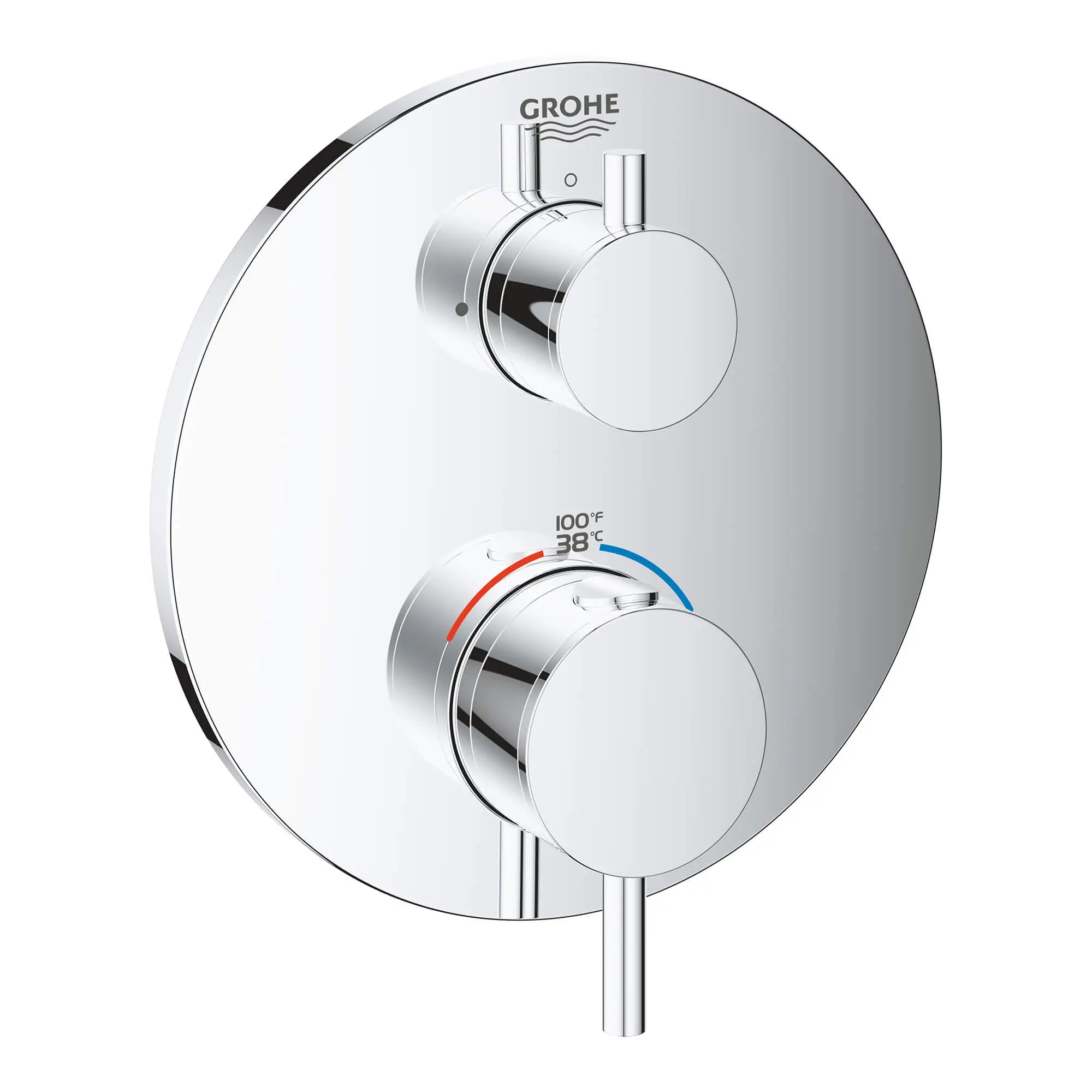 Single Function 2-Handle Thermostatic Valve Trim // GROHE STARLIGHT CHROME // 13627_24150003-atrio-single-function-2-handle-thermostatic-trim-starlight-chrome_0_CDNwebp.webp