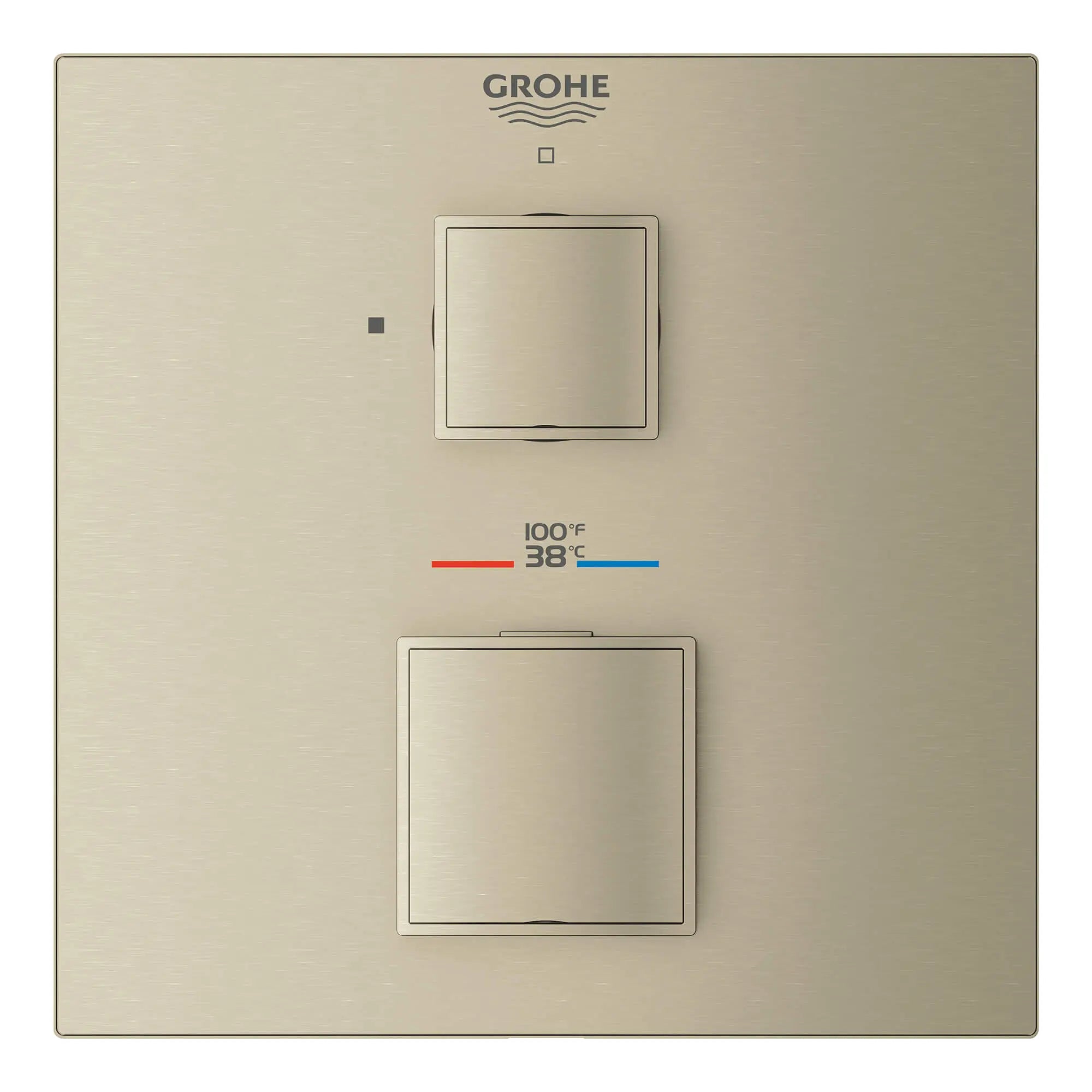Single Function 2-Handle Thermostatic Valve Trim // BRUSHED NICKEL INFINITYFINISH // 13641_24157en0-grohtherm-cube-single-function-2-handle-thermostatic-trim-brushed-nickel-infinityfinish-3_0_CDNwebp.webp