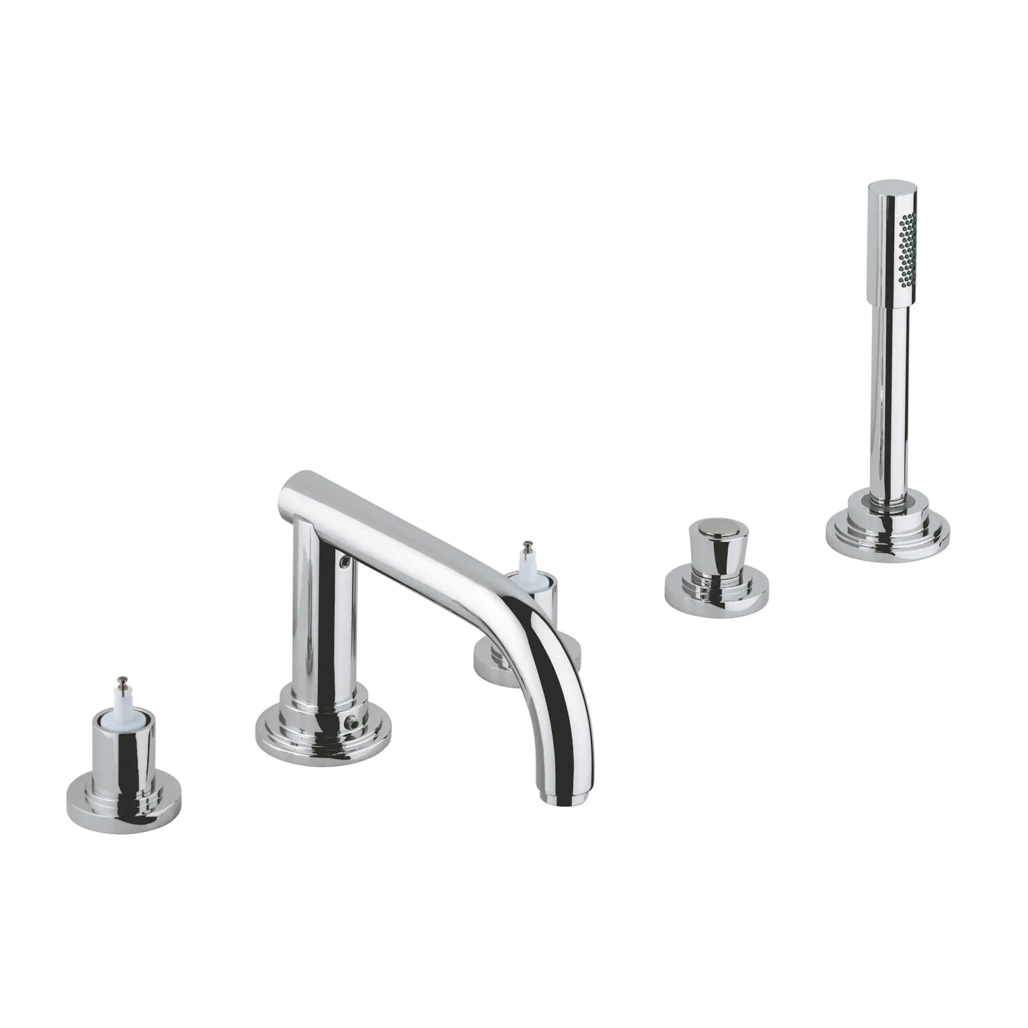 5-Hole 2-Handle Deck Mount Roman Tub Faucet with 2.5 GPM Hand Shower // GROHE STARLIGHT CHROME // 13676_25049000-atrio-five-hole-bathtub-faucet-with-handshower-starlight-chrome-3_0_CDNwebp.webp
