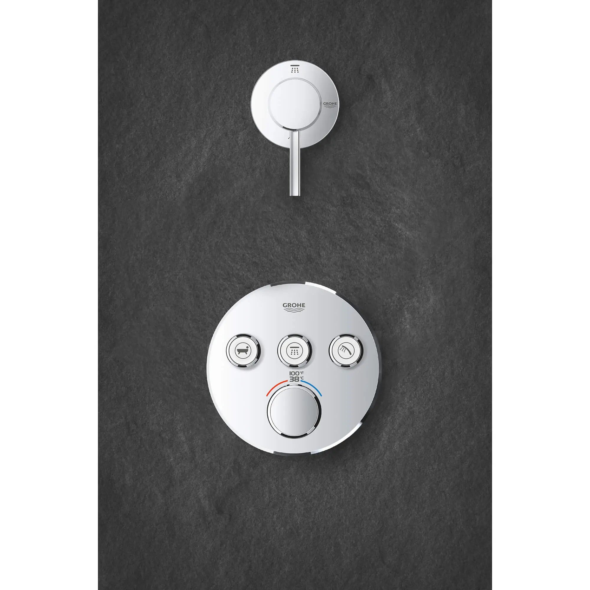 Triple Function Thermostatic Valve Trim // GROHE STARLIGHT CHROME // 1368_29138000-triple-function-thermostatic-trim-with-control-module-enviro-13_0_CDNwebp.webp