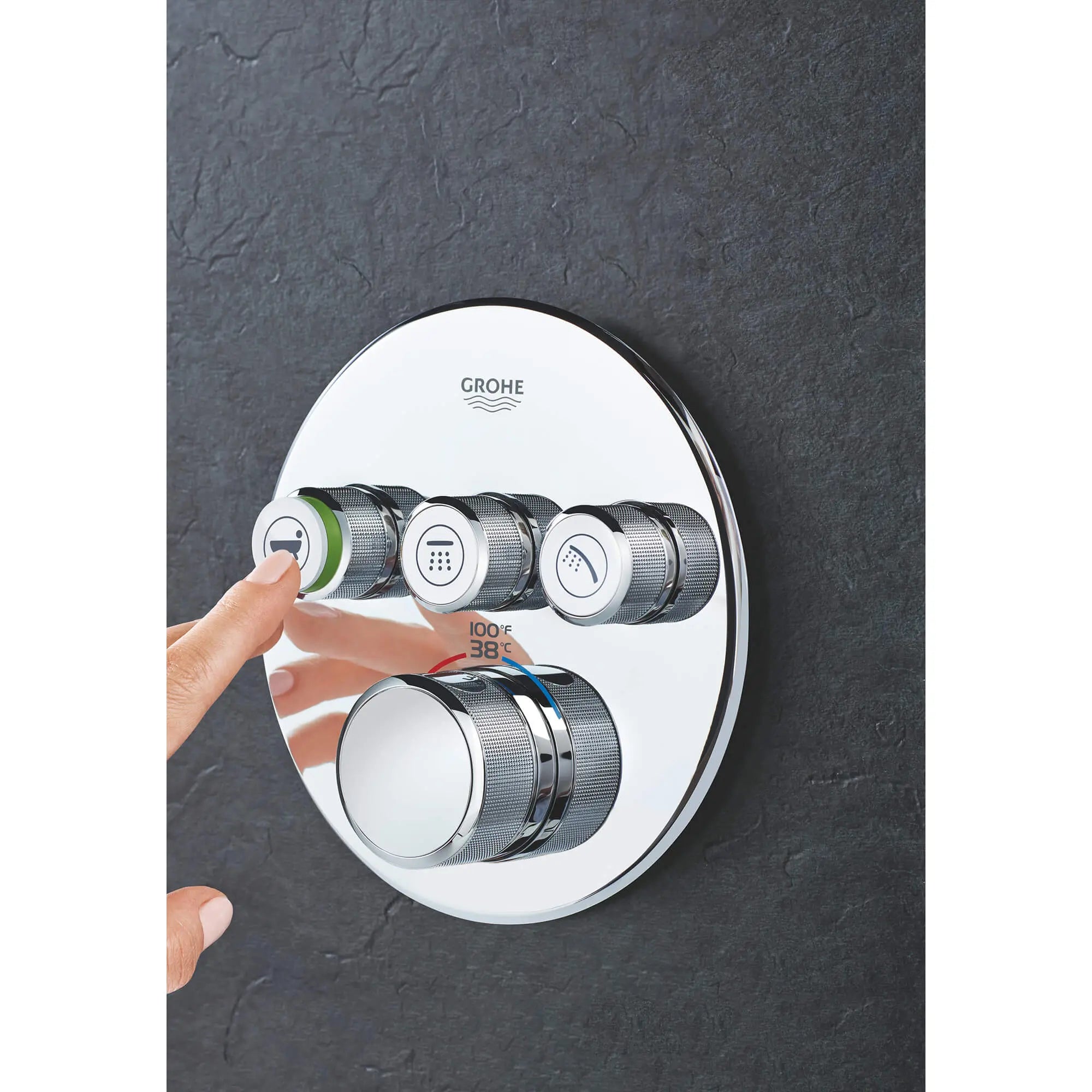 Triple Function Thermostatic Valve Trim // GROHE STARLIGHT CHROME // 1369_29138000-triple-function-thermostatic-trim-with-control-module-enviro-3_0_CDNwebp.webp