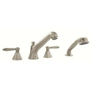 [25077EN0] 4-Hole 2-Handle Deck Mount Roman Tub Faucet with 2.5 GPM Hand Shower - GROHE StarLight Chrome