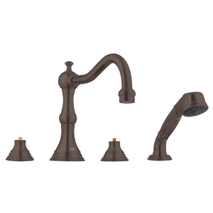 [25080ZB0] 4-Hole 2-Handle Deck Mount Roman Tub Faucet with 2.5 GPM Hand Shower - GROHE StarLight Chrome