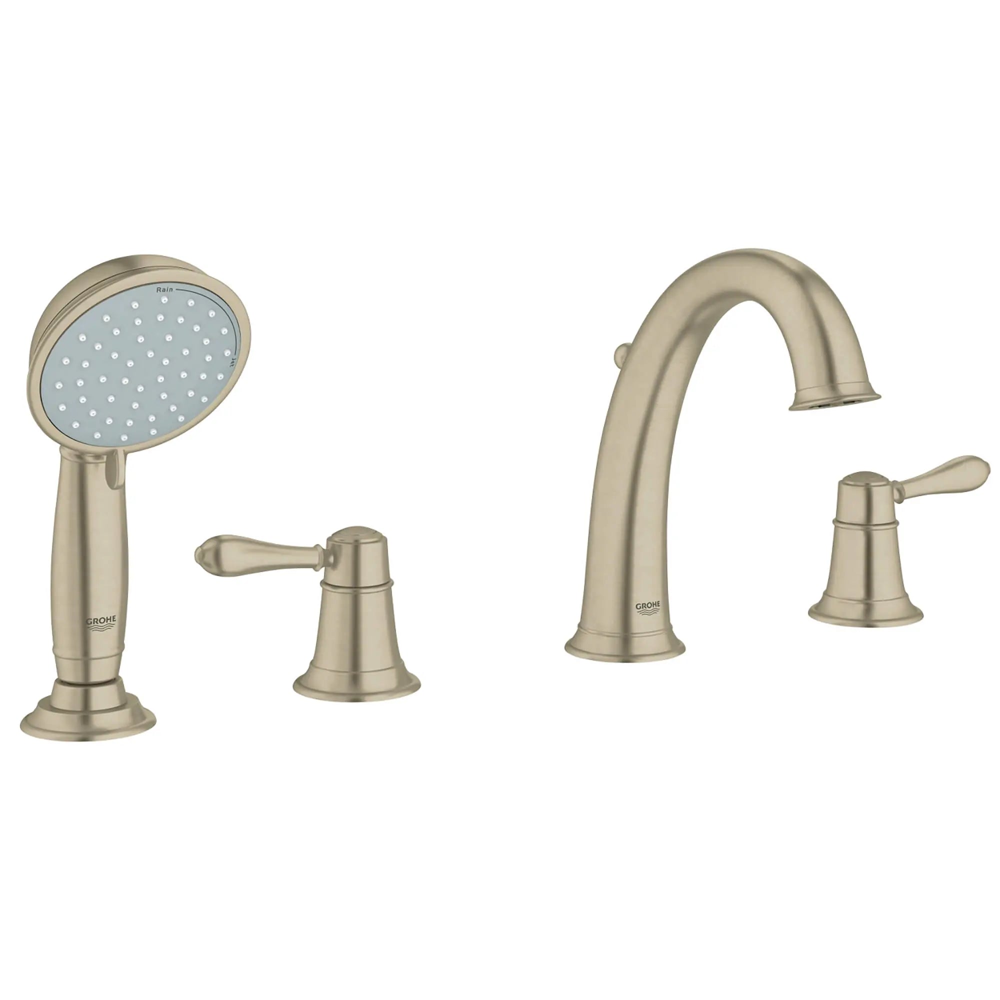 Fairborn 2HDL BATH 4-H US // BRUSHED NICKEL INFINITYFINISH // 13735_25162EN1-Fairborn-Four-Hole_Roman_Bathtub_Faucet_with_Handshower_0_CDNwebp.webp