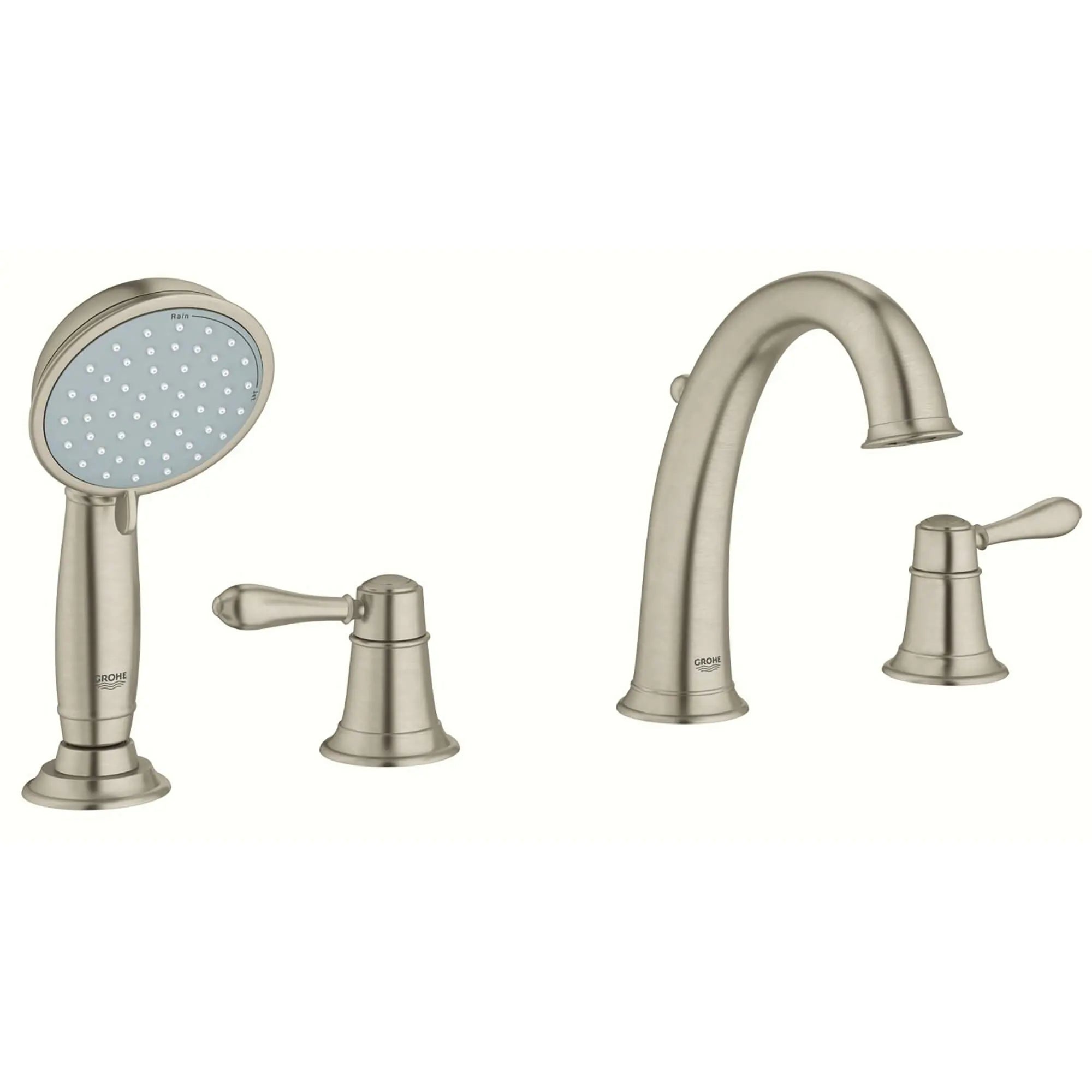 4-Hole 2-Handle Deck Mount Roman Tub Faucet with 2.0 GPM Hand Shower // BRUSHED NICKEL INFINITYFINISH // 13737_25162EN0-Fairborn-Four-Hole_Roman_Bathtub_Faucet_with_Handshower_0_CDNwebp.webp
