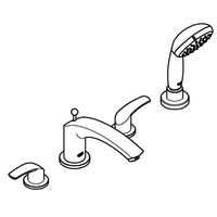 [2517000A] 4-Hole 2-Handle Deck Mount Roman Tub Faucet with 1.75 GPM Hand Shower - GROHE StarLight Chrome