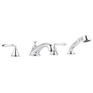 [25502001] 4-Hole 2-Handle Deck Mount Roman Tub Faucet with 1.75 GPM Hand Shower - GROHE StarLight Chrome