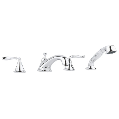 4-Hole 2-Handle Deck Mount Roman Tub Faucet with 1.75 GPM Hand Shower - GROHE StarLight Chrome
