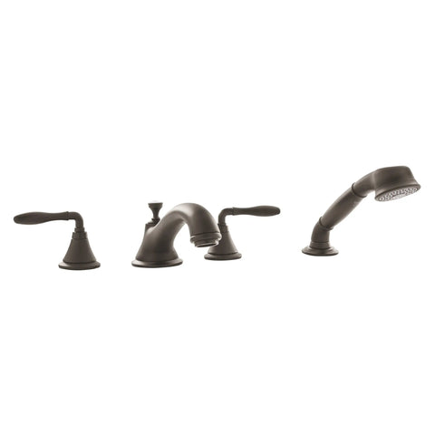 4-Hole 2-Handle Deck Mount Roman Tub Faucet with 1.75 GPM Hand Shower - Oil Rubbed Bronze