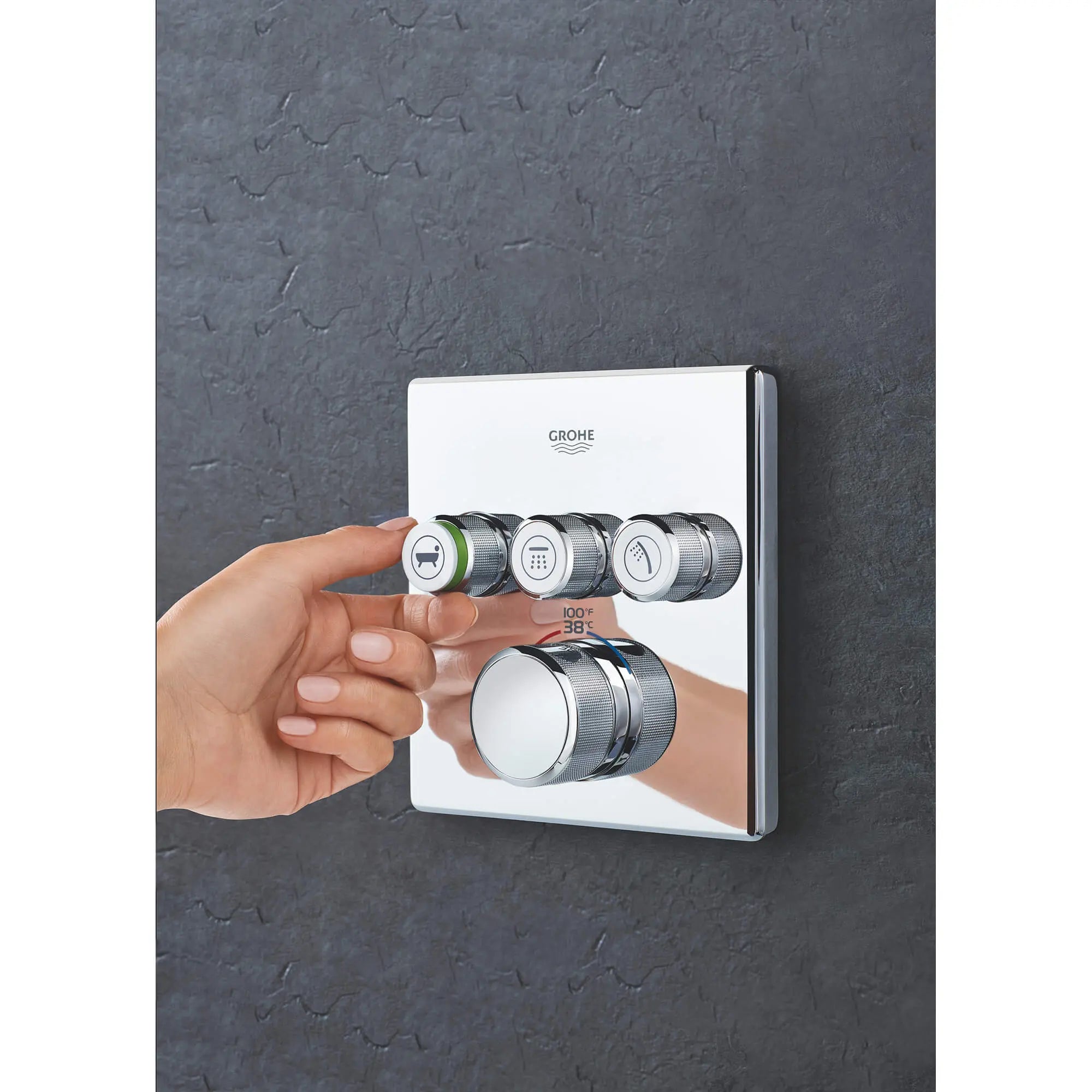 Triple Function Thermostatic Valve Trim // GROHE STARLIGHT CHROME // 1405_29142000-triple-function-thermostatic-trim-with-control-module-enviro-19_0_CDNwebp.webp