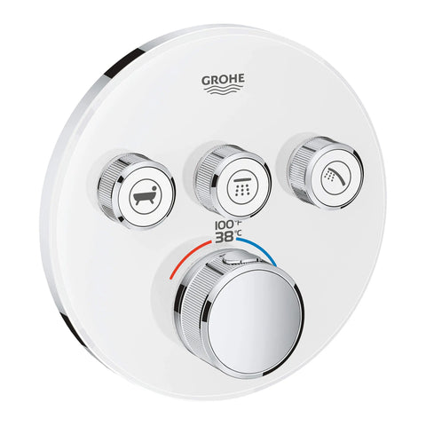 Triple Function Thermostatic Valve Trim - Moon White