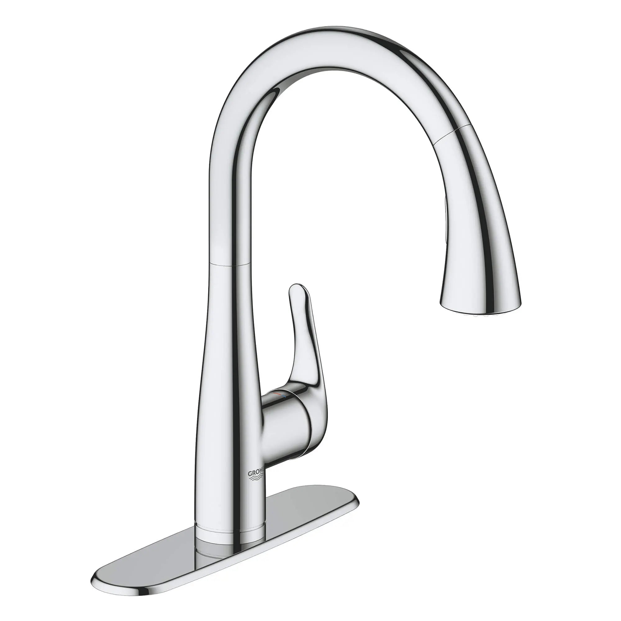 Single-Handle Pull Down Kitchen Faucet Dual Spray 6.6 L/min (1.75 gpm) // GROHE STARLIGHT CHROME // 14877_30211001-elberon-single-handle-kitchen-faucet-starlight-chrome_0_CDNwebp.webp