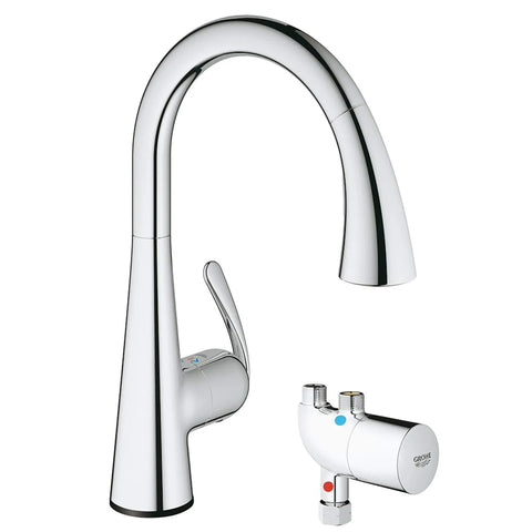 Single-Handle Pull Down Kitchen Faucet Dual Spray 1.75 GPM - GROHE StarLight Chrome