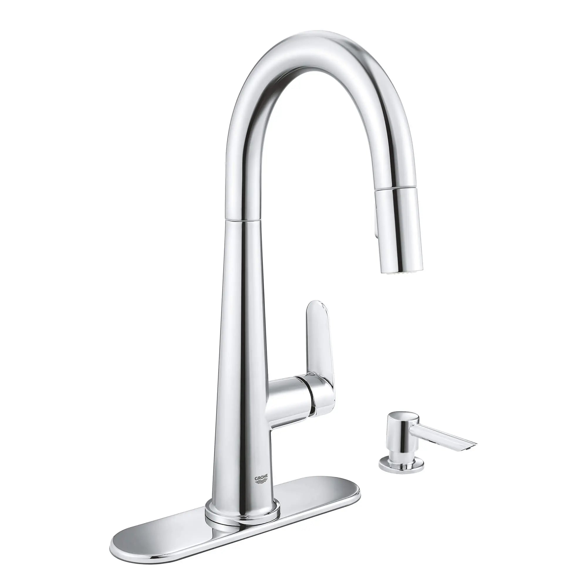 Veletto Single-handle Pull-down Kitchen Faucet // GROHE STARLIGHT CHROME // 14942_30366000-veletto-single-handle-pull-down-kitchen-faucet-starlight-chrome_0_CDNwebp.webp