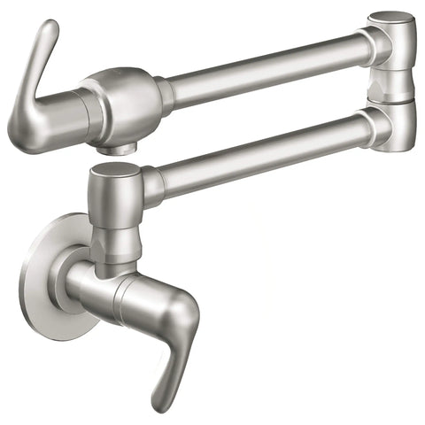 2-Handle Wall Mount Pot Filler - Stainless Steel