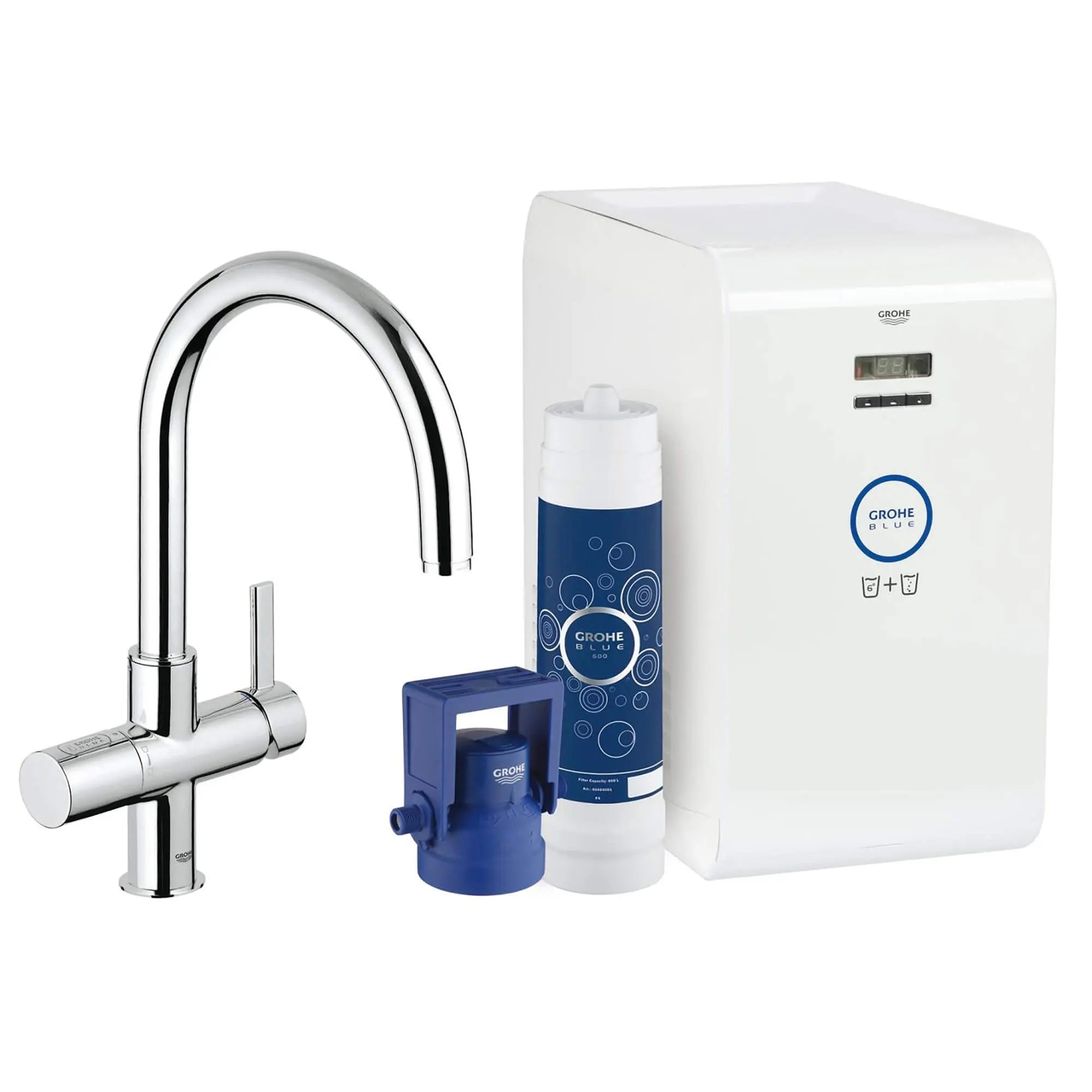 Single-Handle Kitchen Faucet 1.75 GPM with Chilled and Sparkling Water System // GROHE STARLIGHT CHROME // 15002_31251001-GROHE_Blue_Chilled_Sparkling-Kitchen_Faucet_Starter_Kit_0_CDNwebp.webp