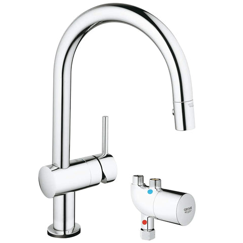 Single-Handle Pull Down Kitchen Faucet Dual Spray 1.75 GPM  with Touch Technology - GROHE StarLight Chrome