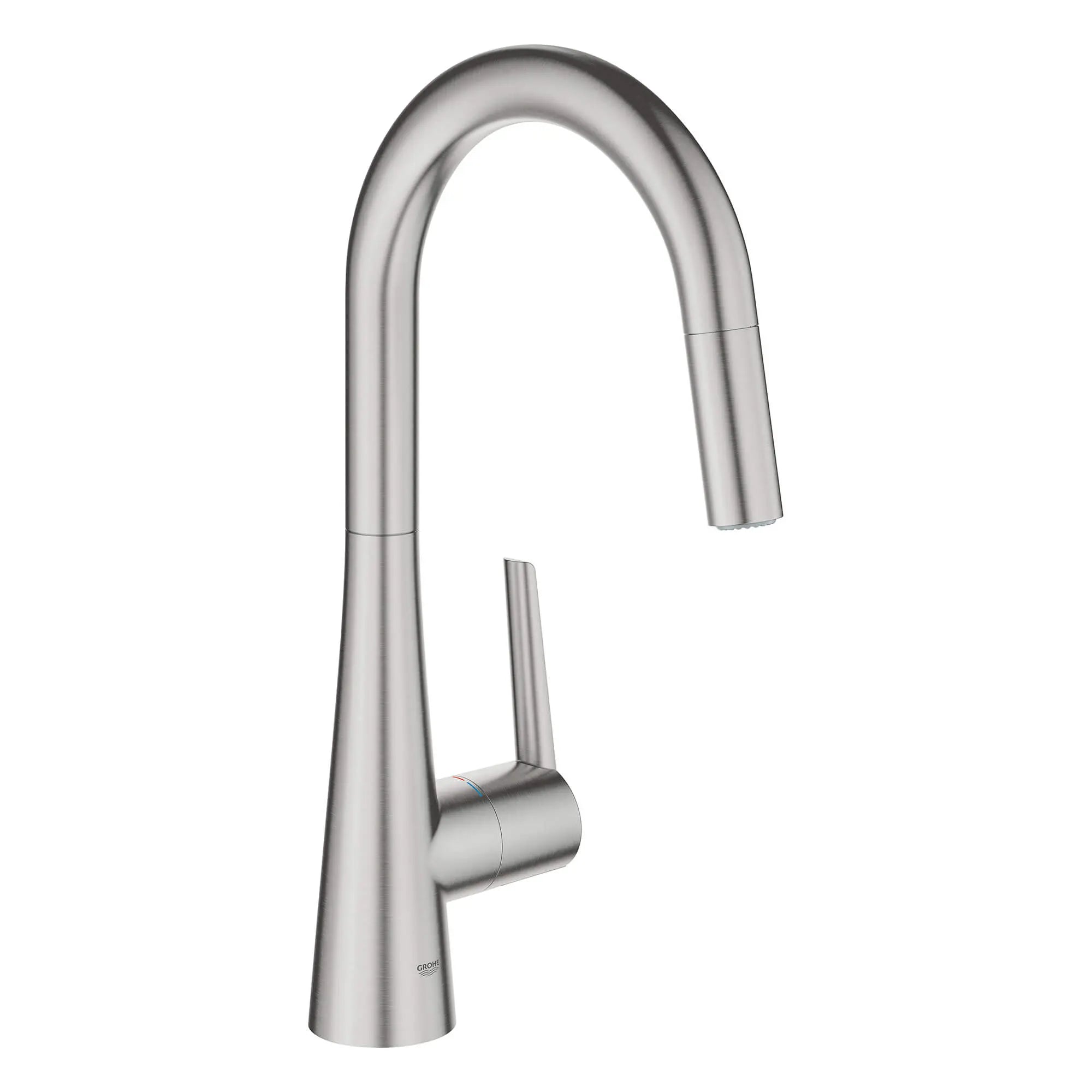 GROHE Zedra Single-Handle Pull Down Kitchen Faucet Dual Spray 1.75 GPM (6.6 L/min) // SUPERSTEEL INFINITYFINISH // 15124_32226dc3-ladylux-single-handle-kitchen-faucet-supersteel-infinityfinish_0_CDNwebp.webp