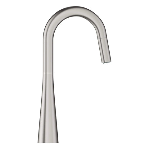 GROHE Zedra Single-Handle Pull Down Dual Spray Prep Faucet 1.75 GPM (6.6 L/min) - SuperSteel InfinityFinish