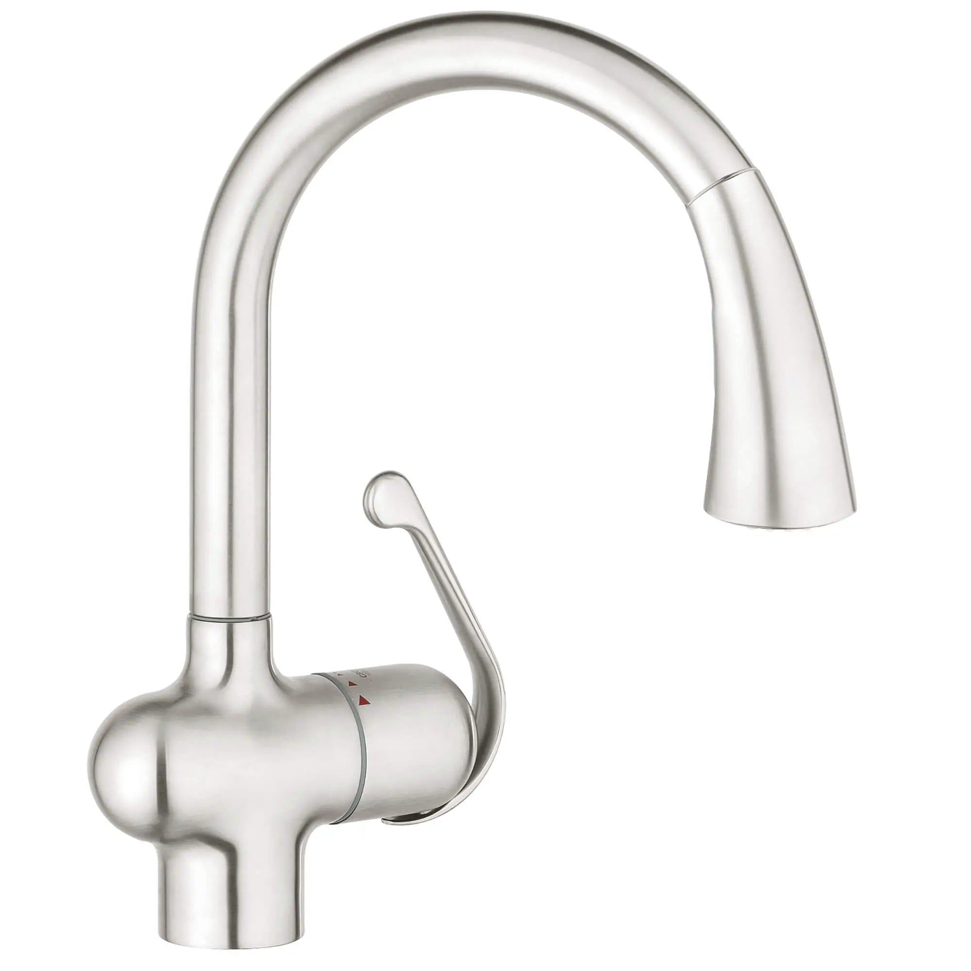 Single-Handle Pull Down Kitchen Faucet Dual Spray 1.75 GPM // STAINLESS STEEL // 15286_33755sd1-ladylux-single-handle-kitchen-faucet-grohe-realsteel_0_CDNwebp.webp