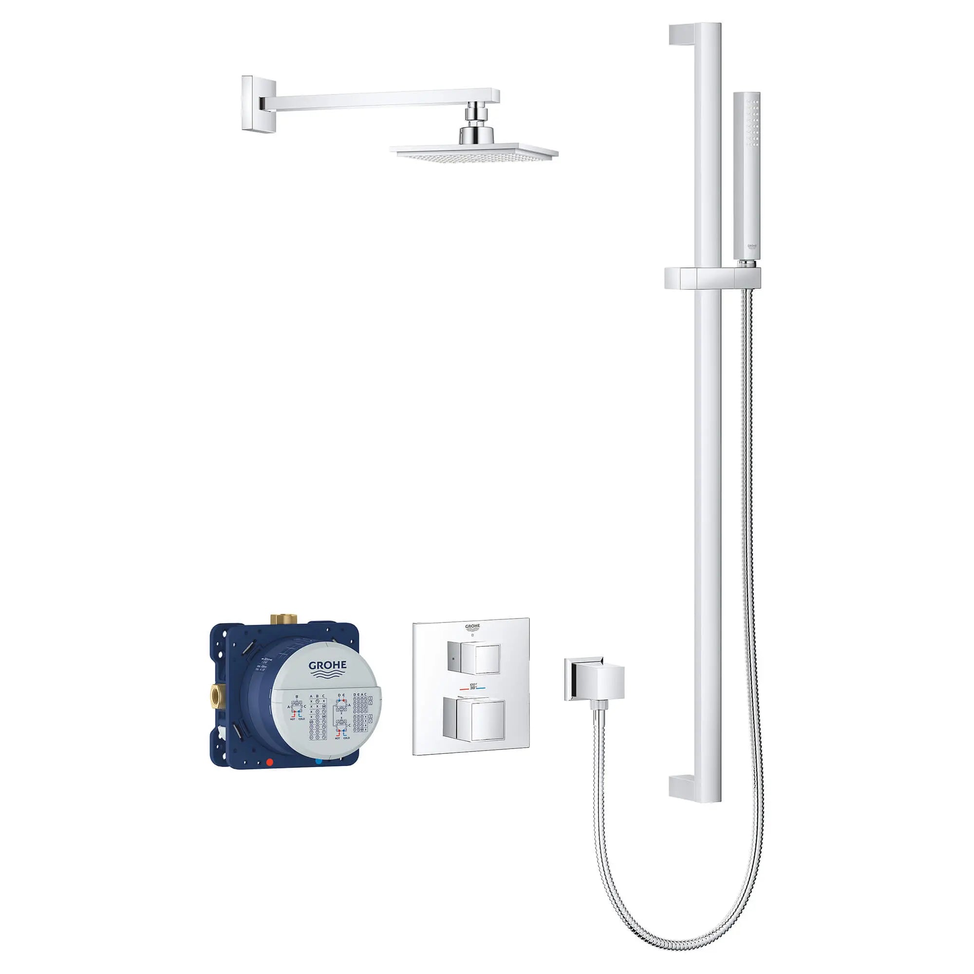 Shower Set, 1.75 gpm // GROHE STARLIGHT CHROME // 15389_34747000-grohtherm-cube-shower-set-with-euphoria-cube-starlight-chrome_0_CDNwebp.webp