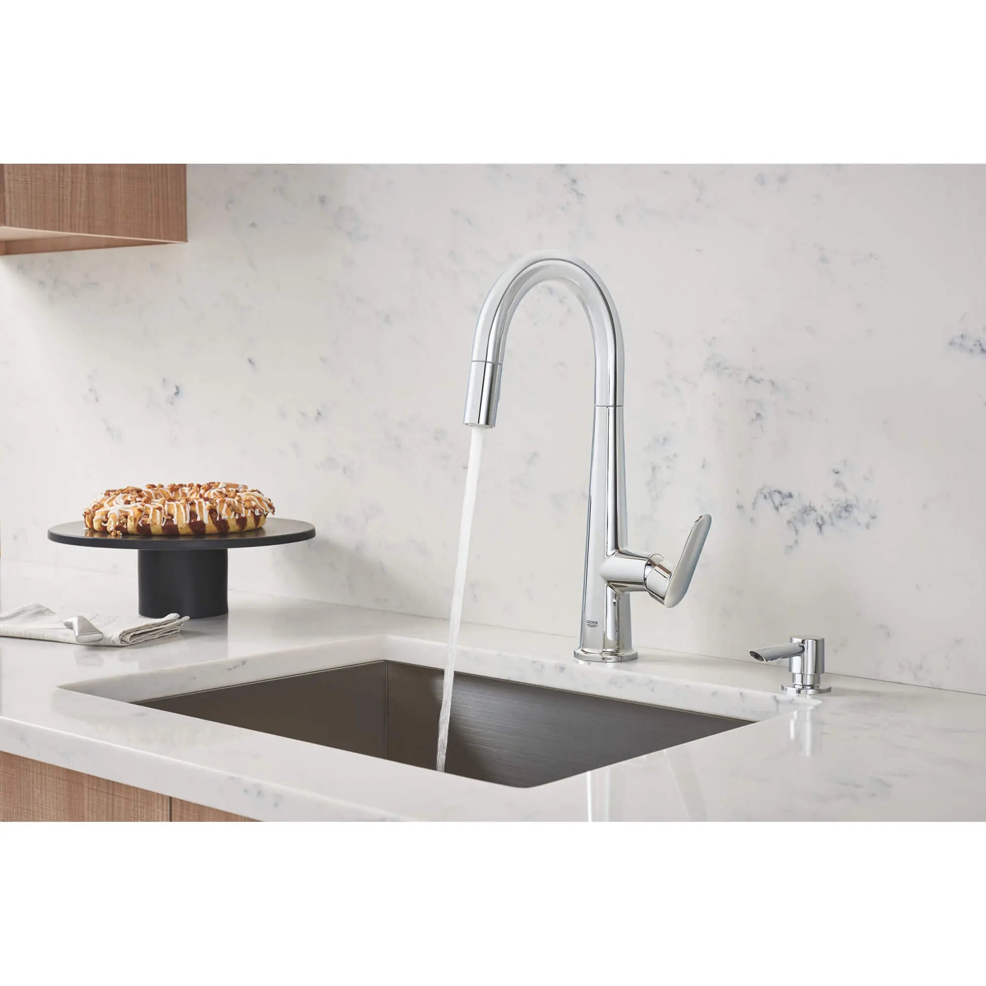 Veletto Single-handle Pull-down Kitchen Faucet // GROHE STARLIGHT CHROME // 1551_30366000-single-handle-pull-down-kitchen-faucet-enviro-3_0_CDNwebp.webp