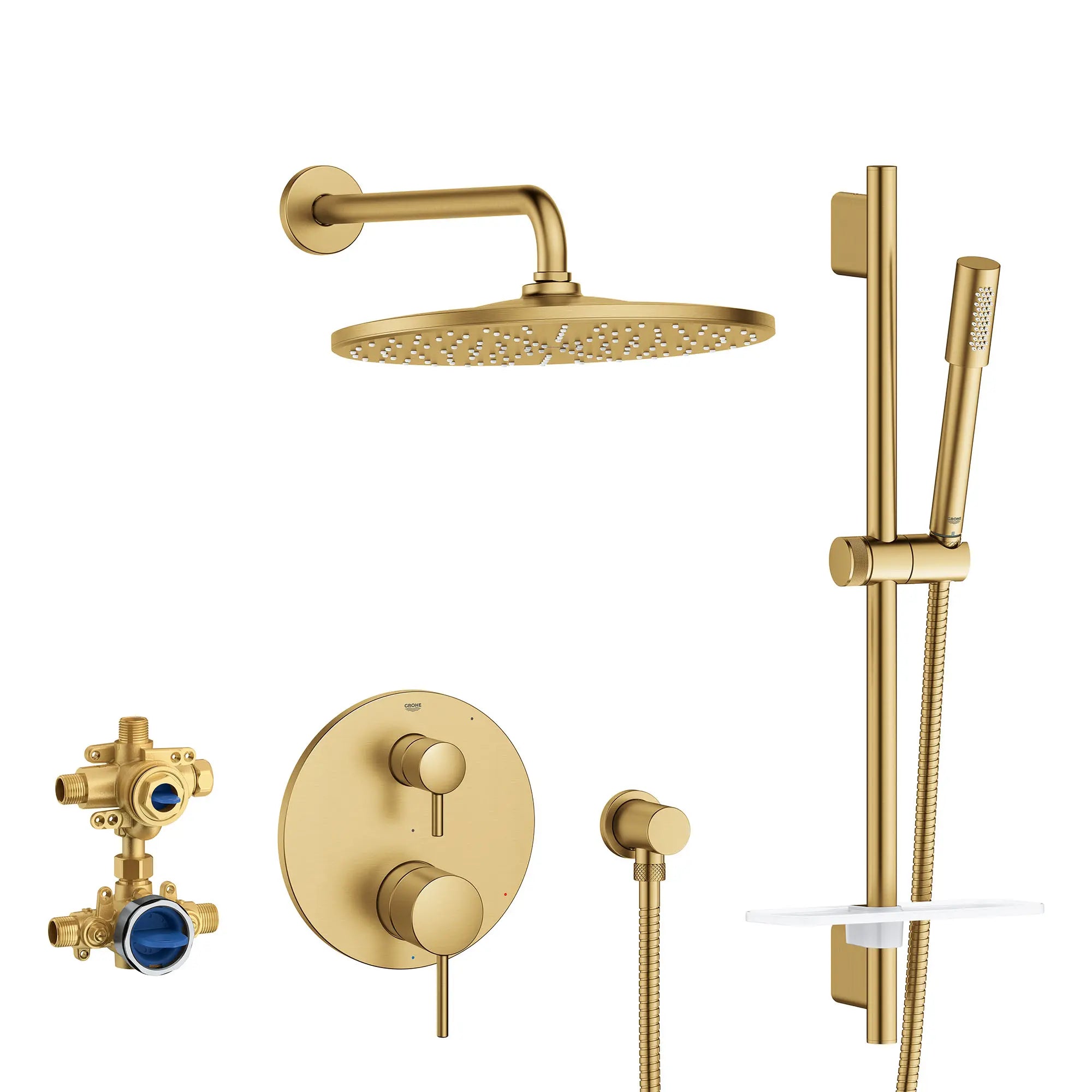 Timeless 2-Handle Pressure Balance Rainshower Bundle // BRUSHED COOL SUNRISE // 155406_29430GN0_0_CDNwebp.webp