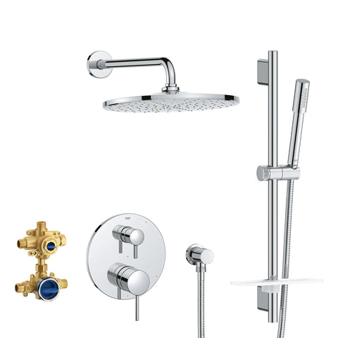 Timeless 2-Handle Pressure Balance Rainshower Bundle - GROHE StarLight Chrome