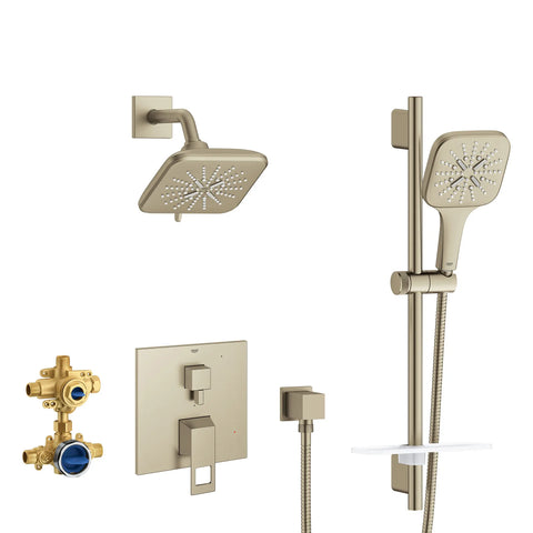 Eurocube 2-Handle Pressure Balance Shower Bundle - Brushed Nickel InfinityFinish