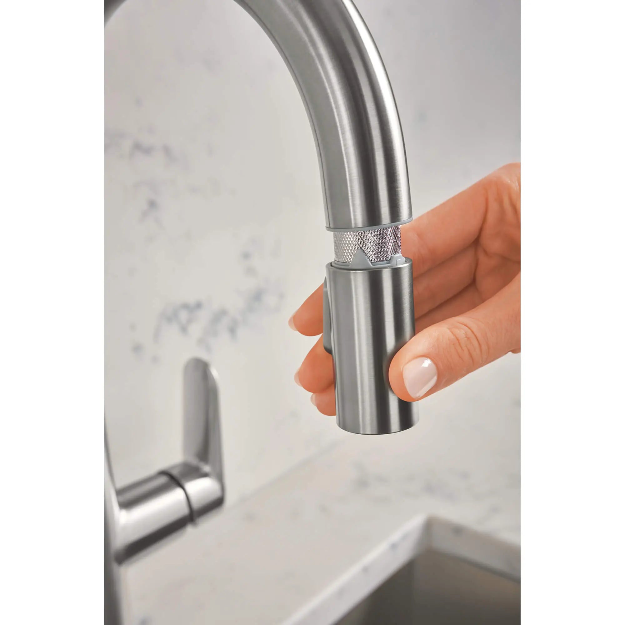 Veletto Single-handle Pull-down Kitchen Faucet // SUPERSTEEL INFINITYFINISH // 1561_30366dc0-single-handle-pull-down-kitchen-faucet-enviro-5_0_CDNwebp.webp