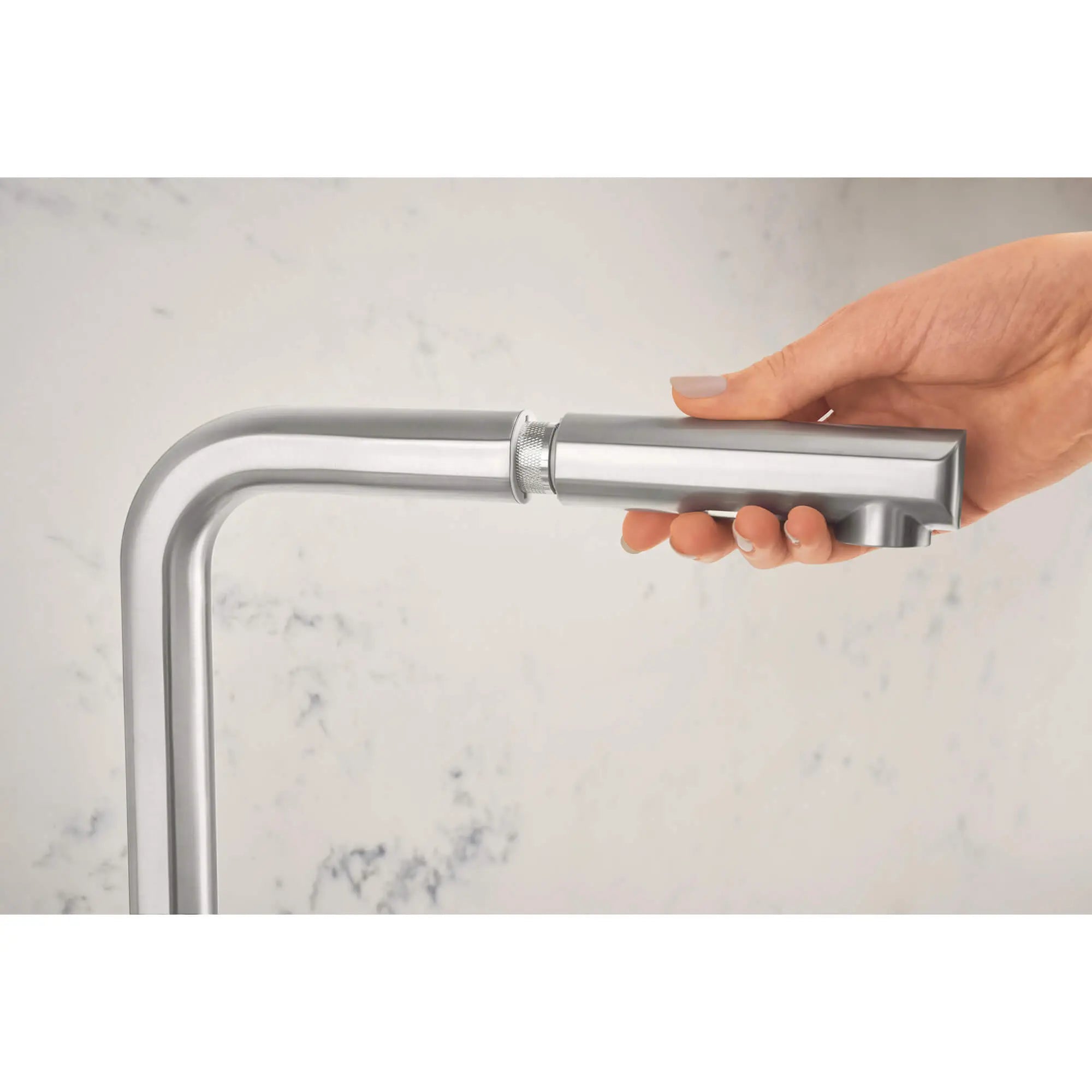 Tallinn Pull-Out Faucet // SUPERSTEEL INFINITYFINISH // 1581_30367dc0-single-handle-pull-out-kitchen-faucet-enviro-8_0_CDNwebp.webp