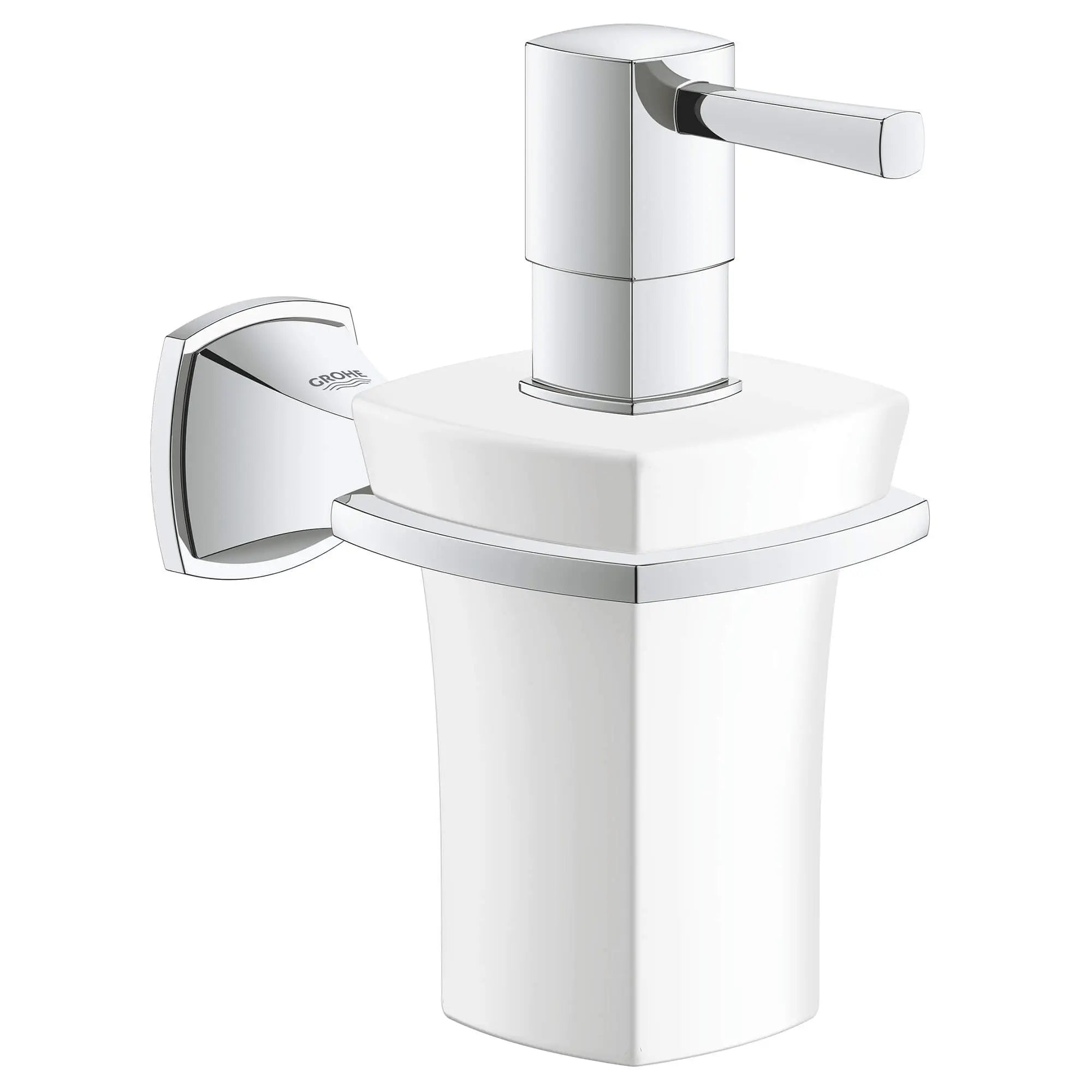 Ceramic Soap Dispenser with Holder // GROHE STARLIGHT CHROME // 16044_40627000-grandera-holder-with-ceramic-soap-dispenser-starlight-chrome_0_CDNwebp.webp